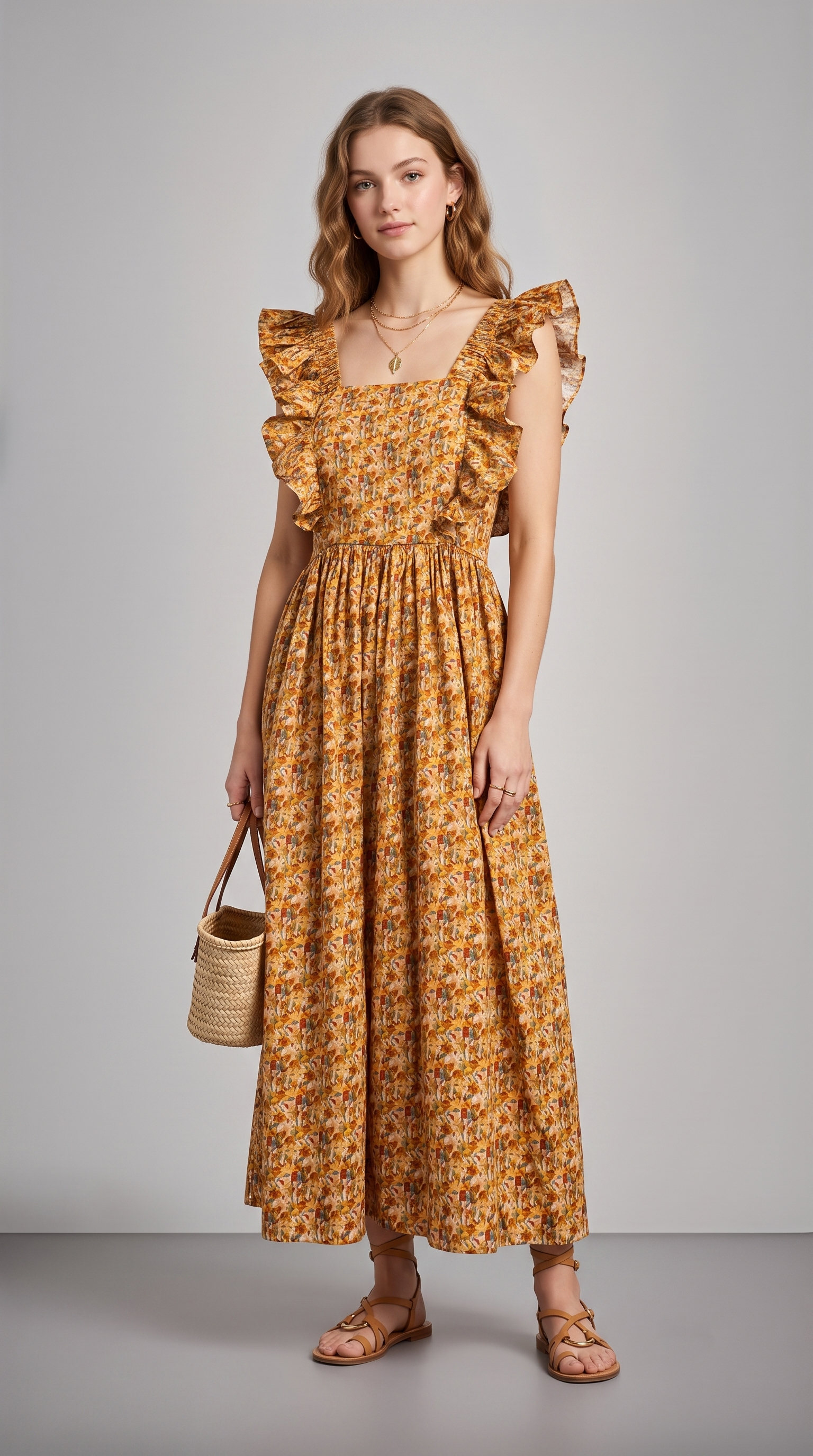 BOHO RUFFLE PRINTED DRESS - SALE