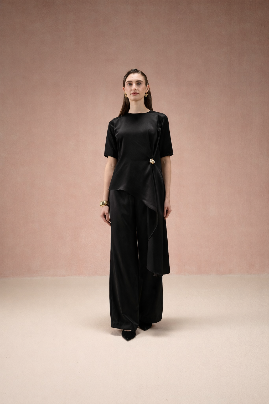 BLUSH PINK DRAPED CO-ORD SET