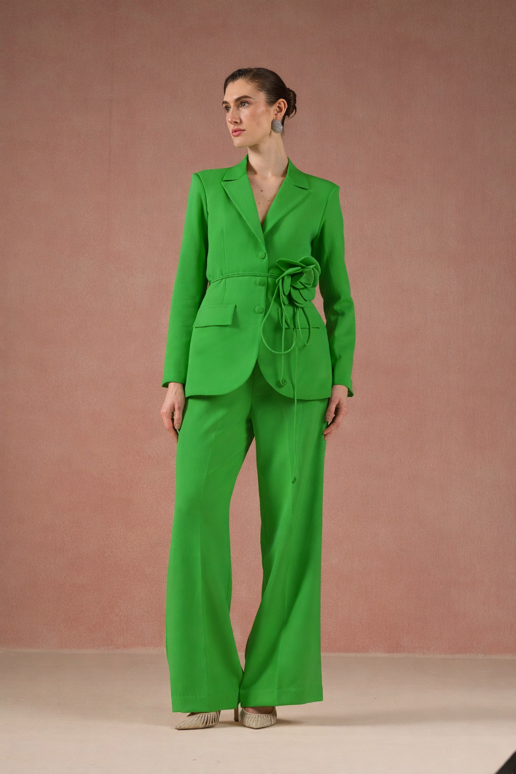 LEMON YELLOW FLOWER BLAZER SET