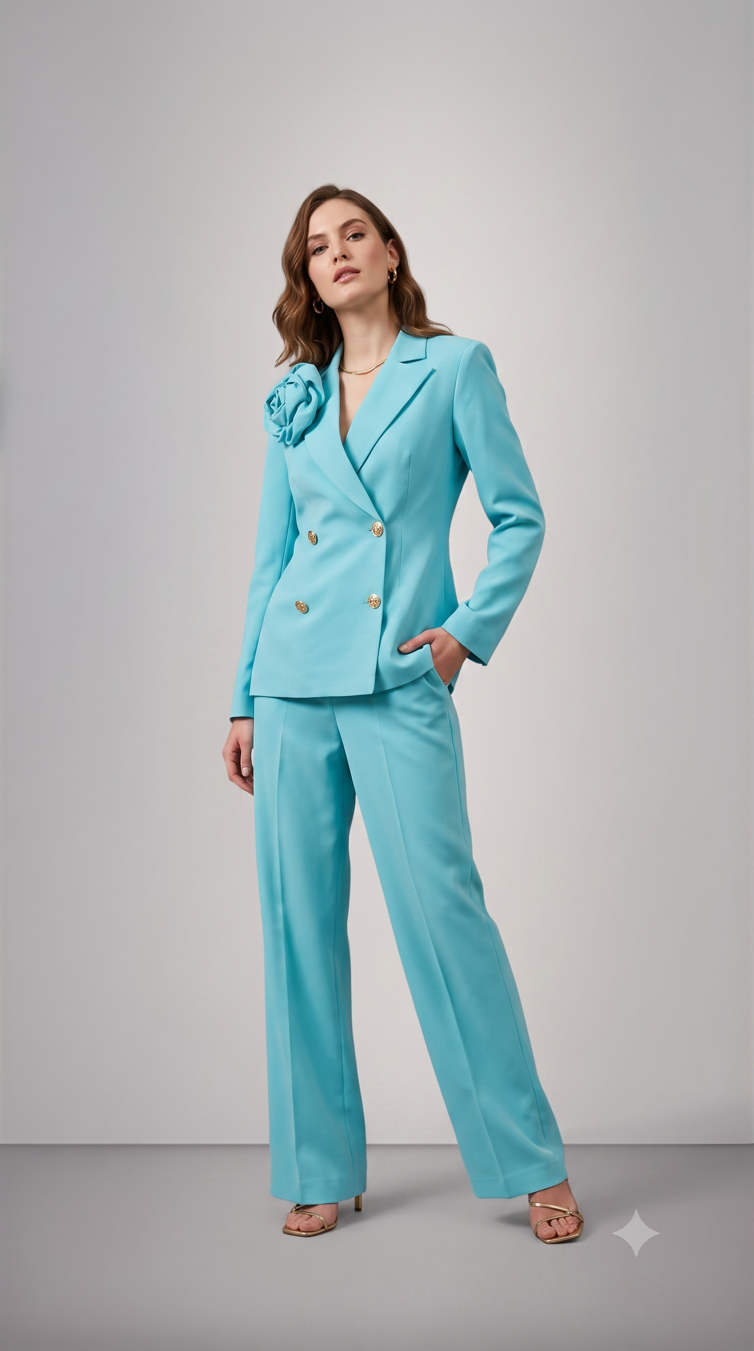CYAN FLOWER BLAZER SET
