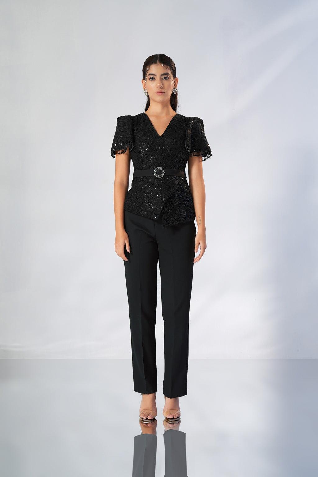 BLACK SEQUIN BEADED CO-ORD SET