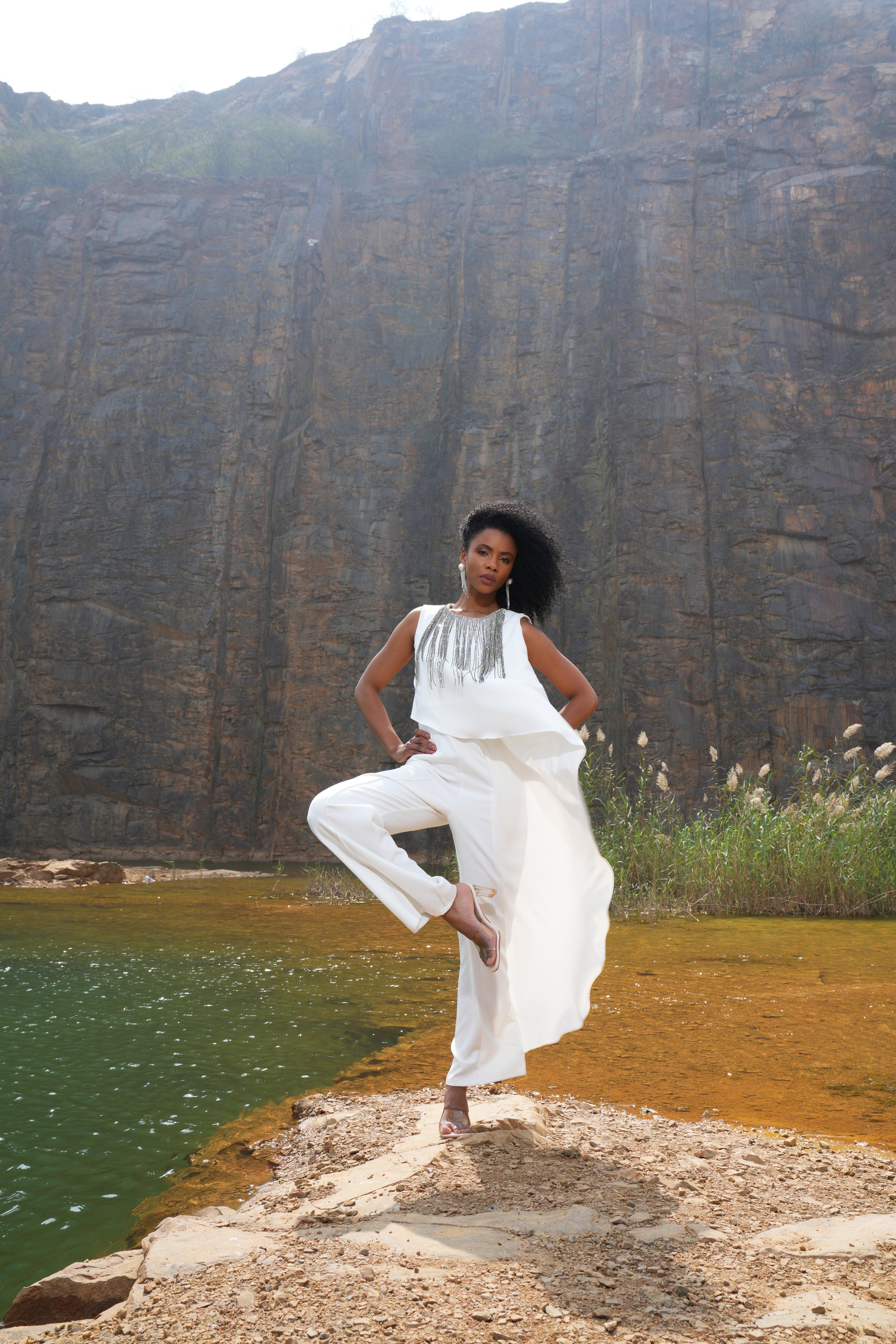 IVORY DRAPE JUMPSUIT