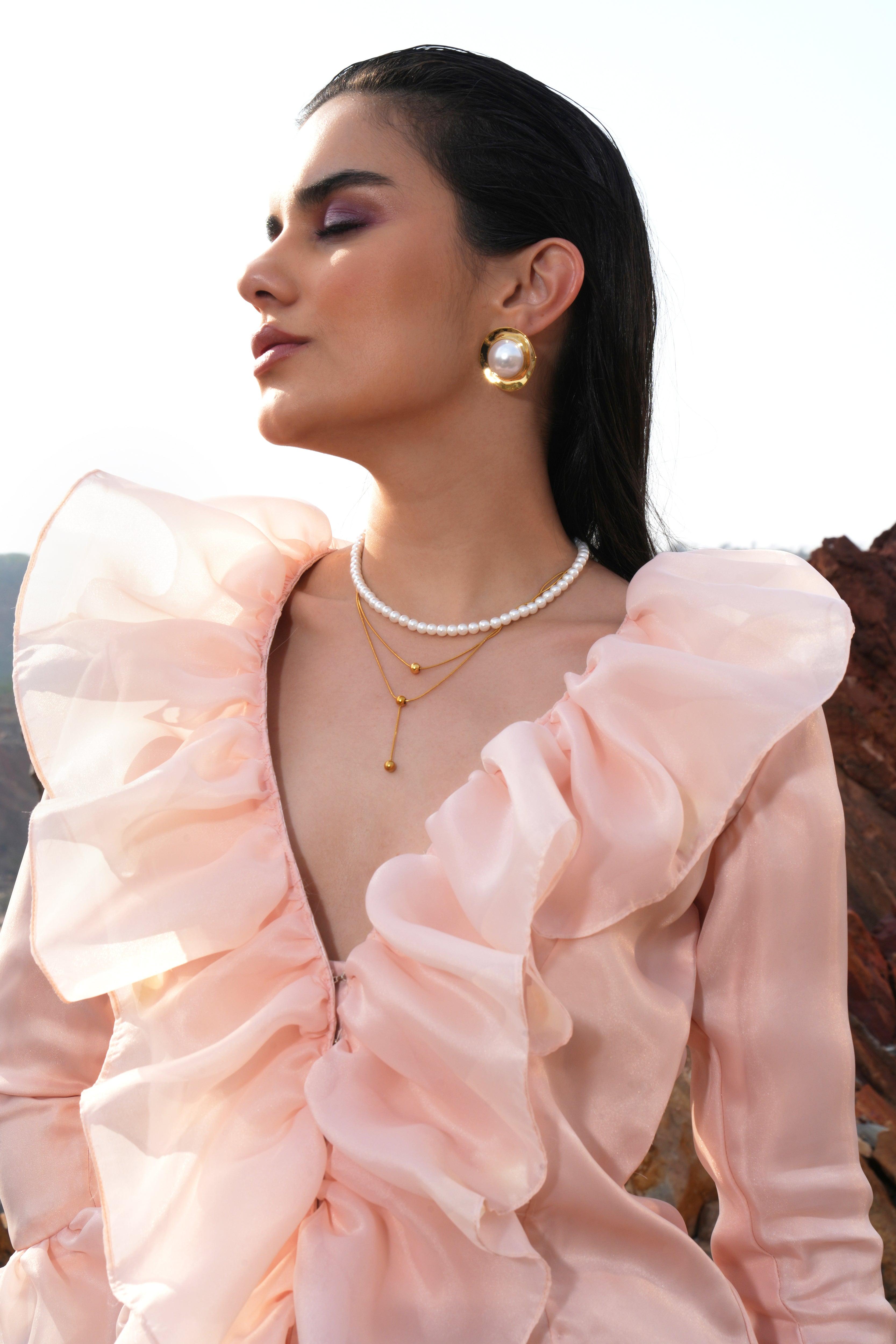 PEACH ORGANZA RUFFLE CO-ORD - SALE