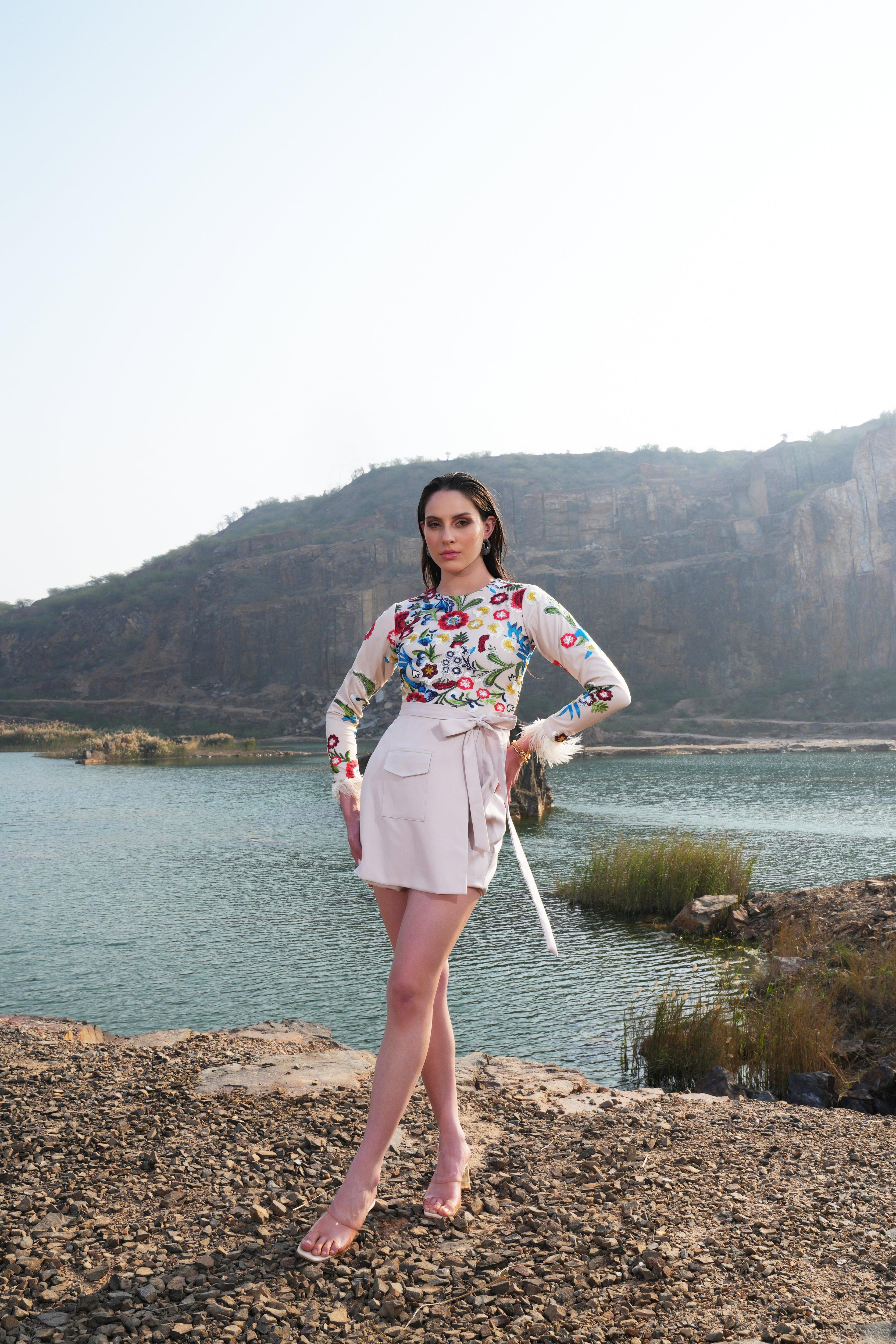 CREAM FLORAL PLAYSUIT