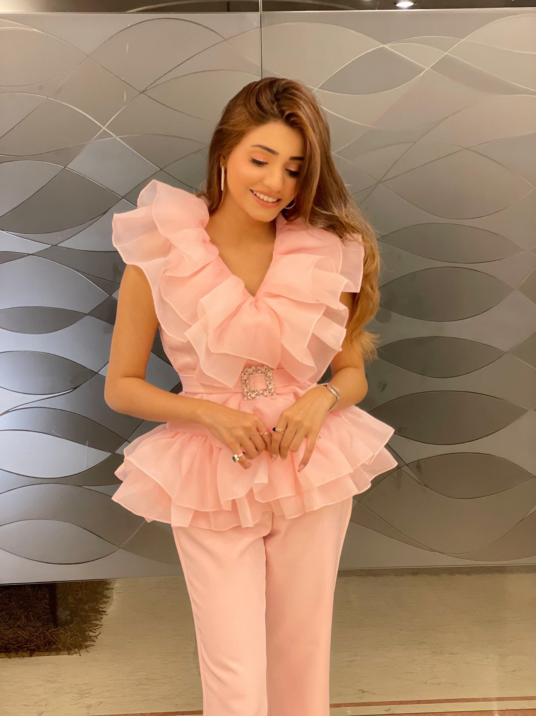 GEETIKA VERMA IN BLUSH ORGANZA CO-ORD