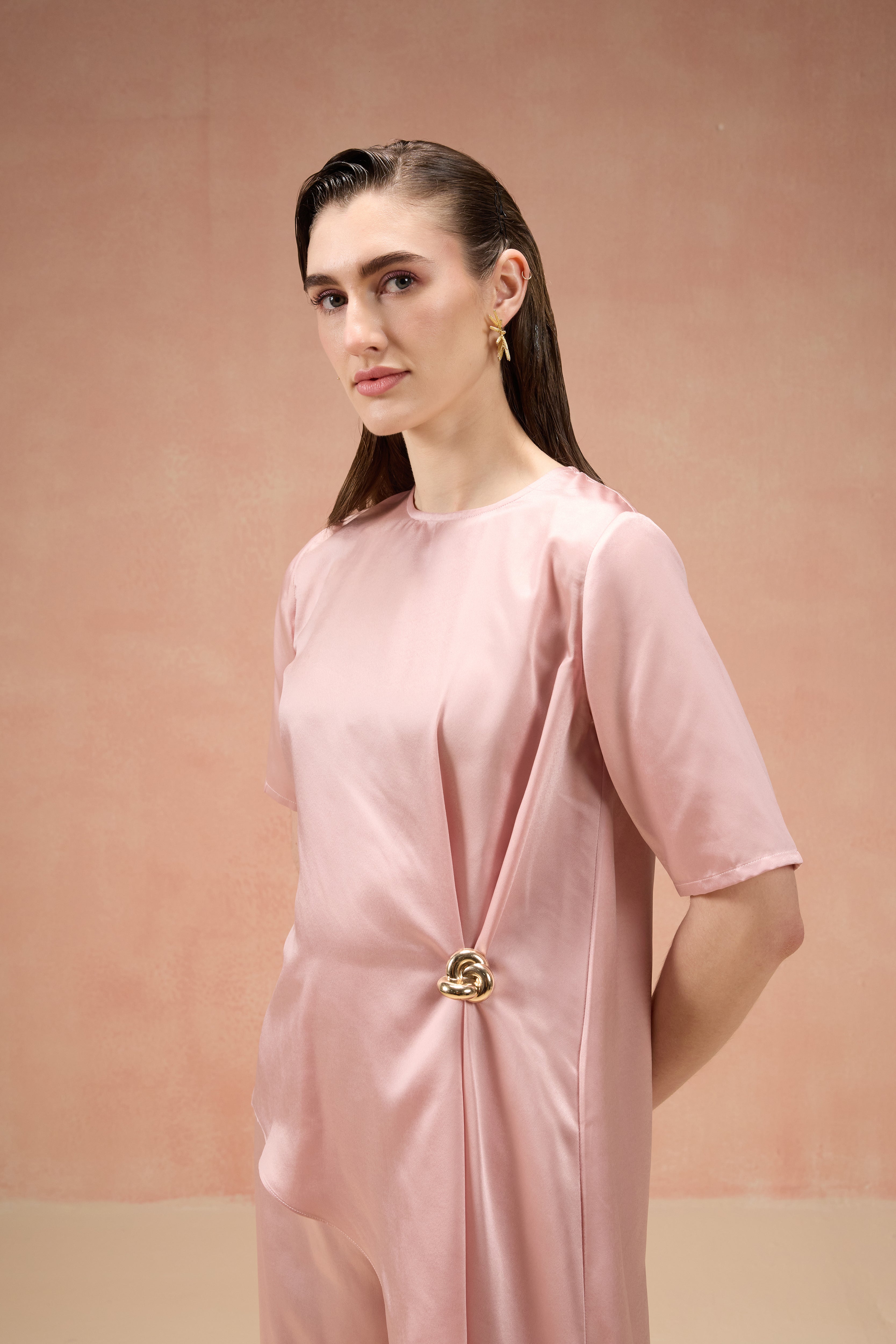 BLUSH PINK DRAPED CO-ORD SET