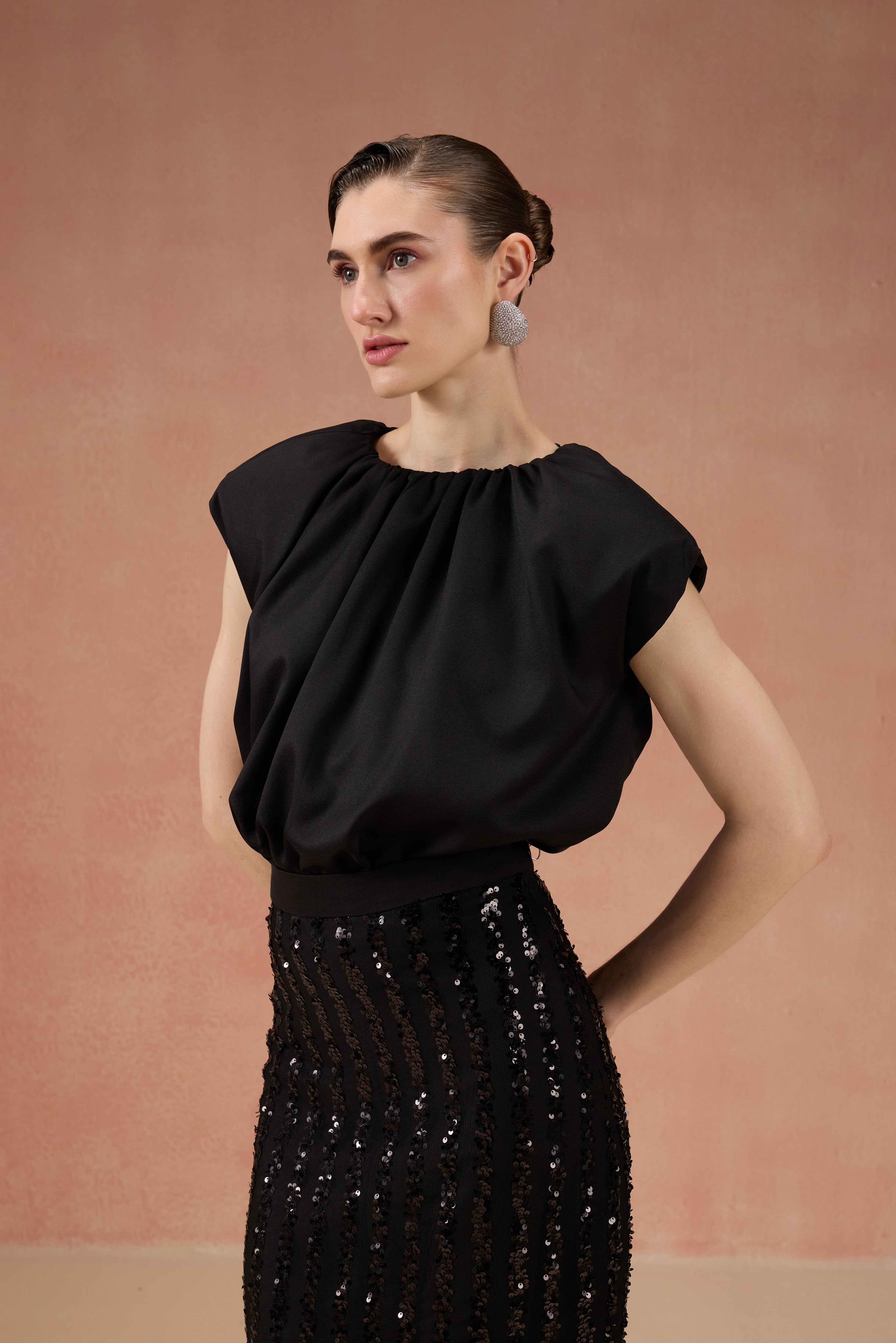 BLACK SEQUIN SKIRT SET