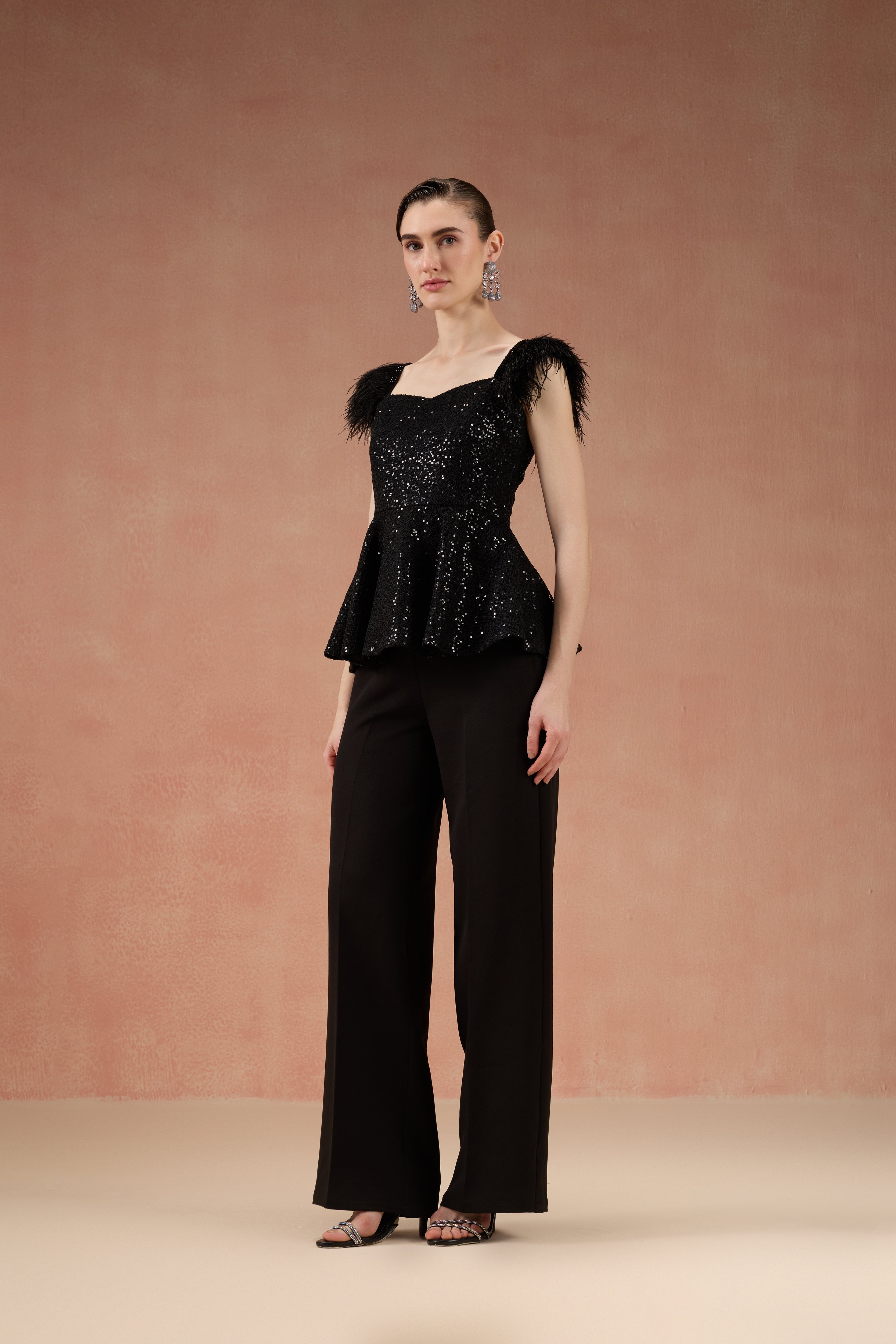 BLACK PEPLUM CO-ORD SET