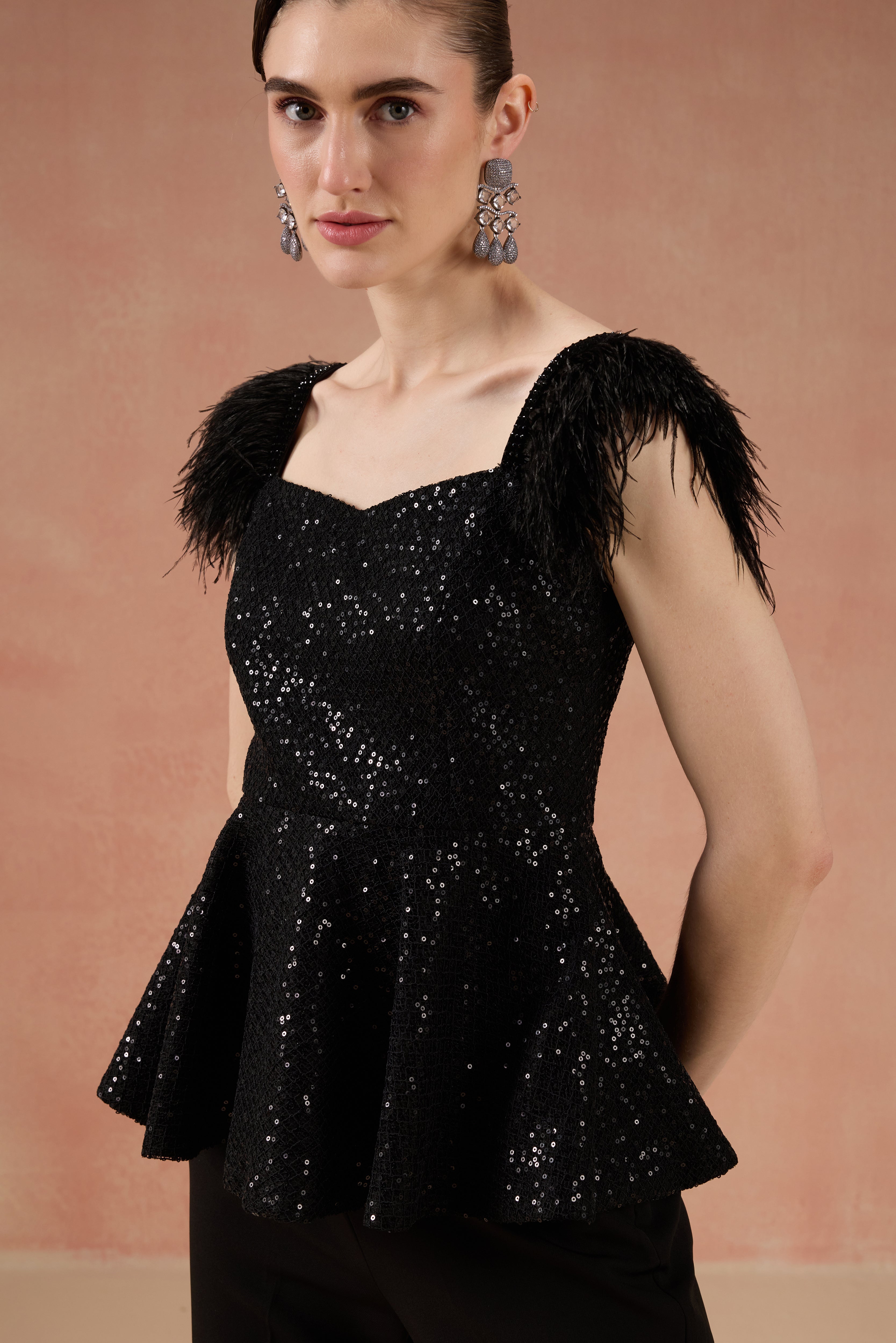 BLACK PEPLUM CO-ORD SET