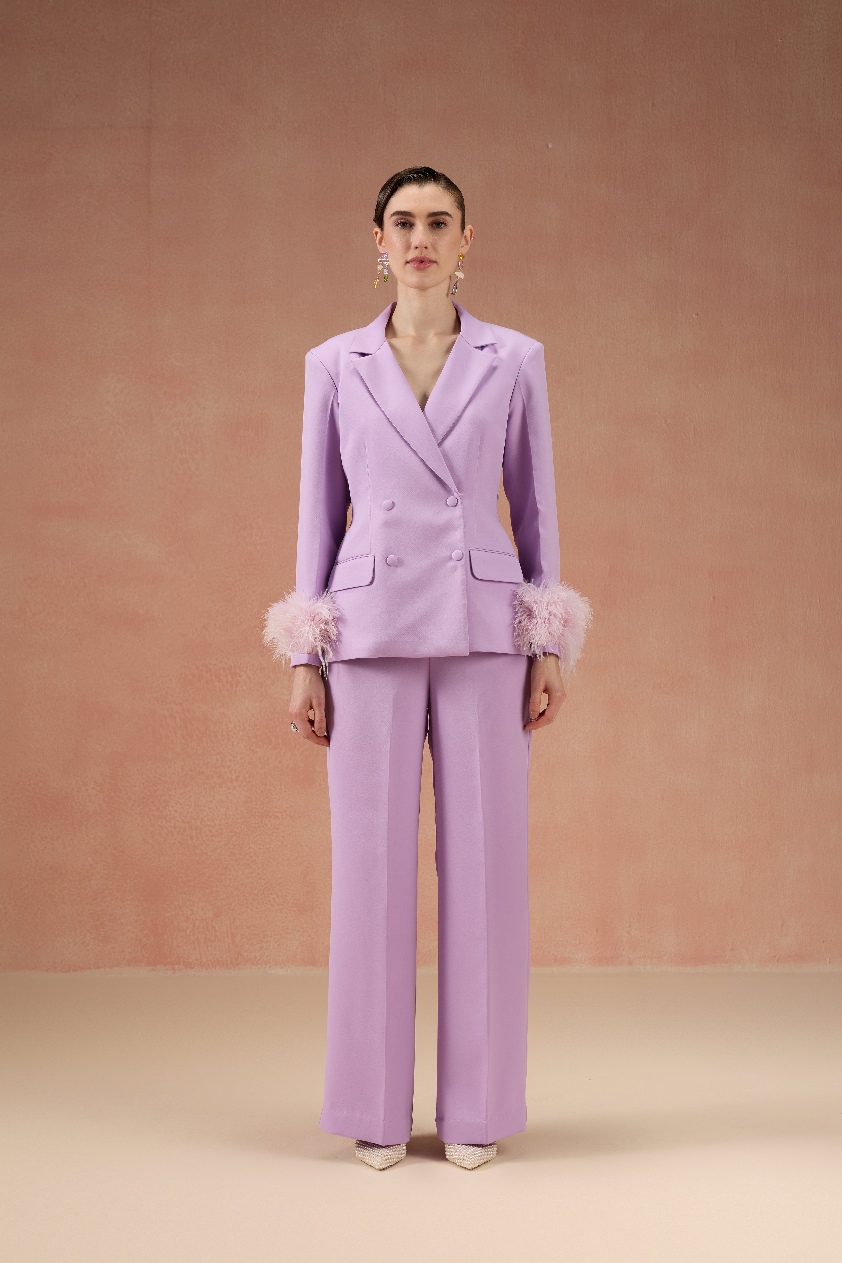 LILAC FEATHER BLAZER SET