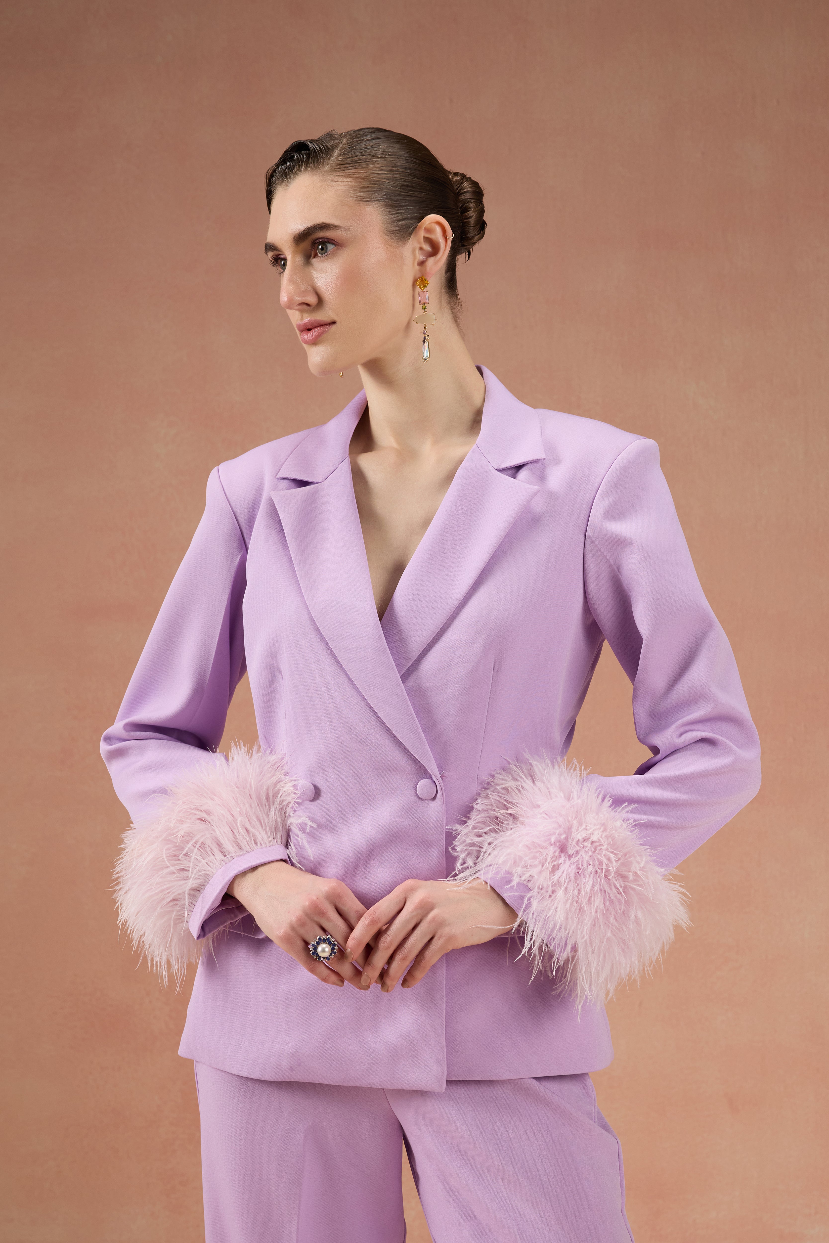LILAC FEATHER BLAZER SET