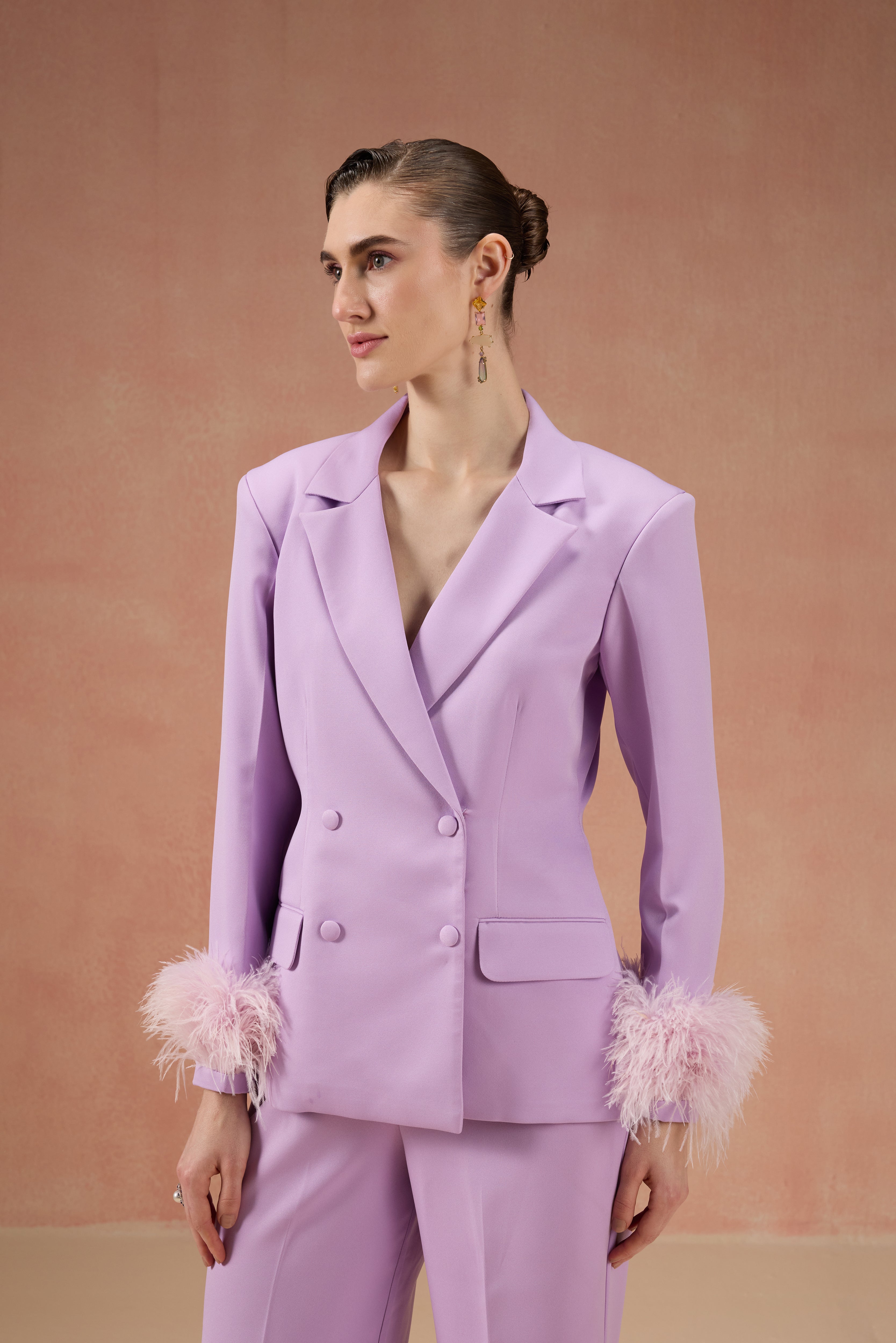 LILAC FEATHER BLAZER SET