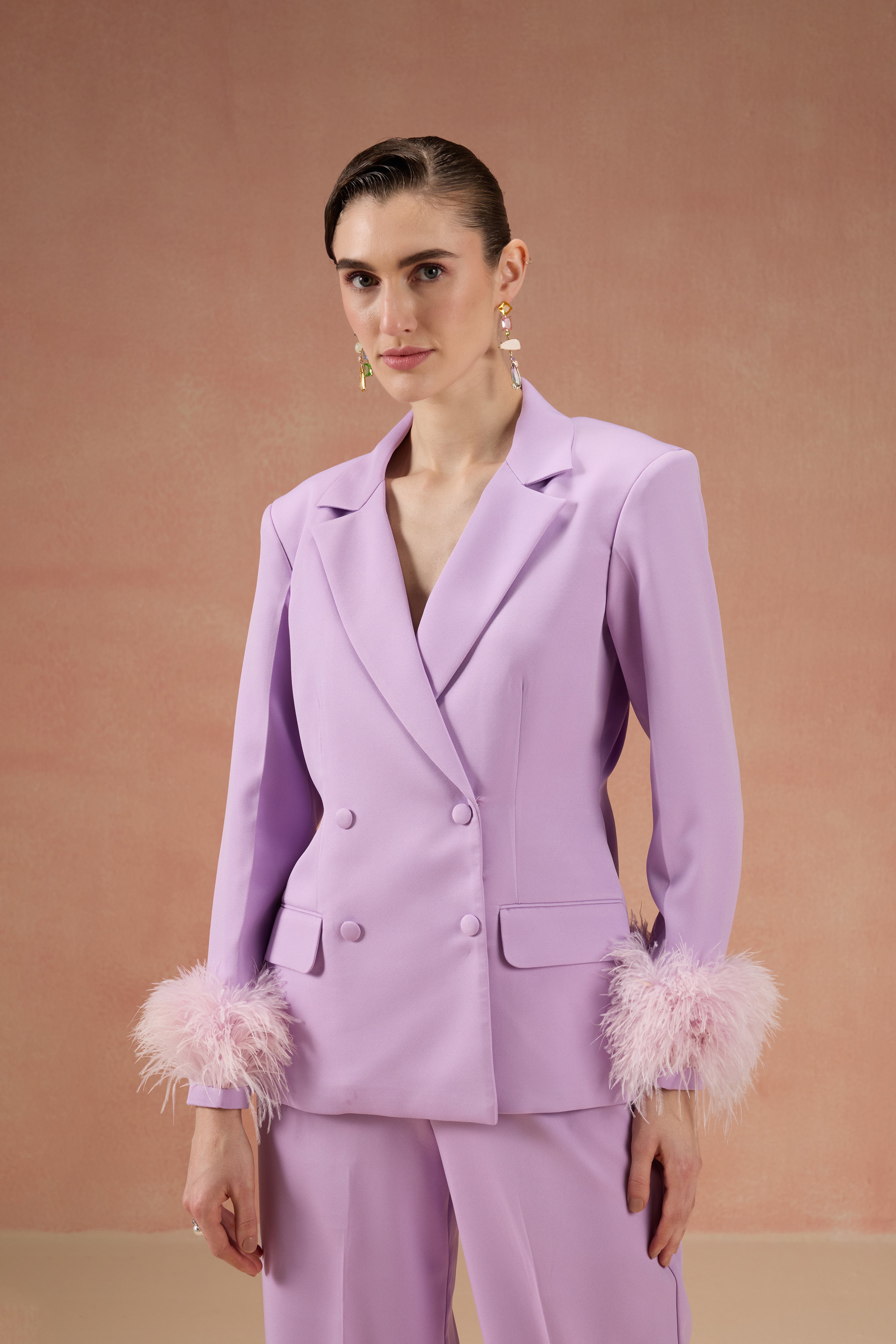LILAC FEATHER BLAZER SET