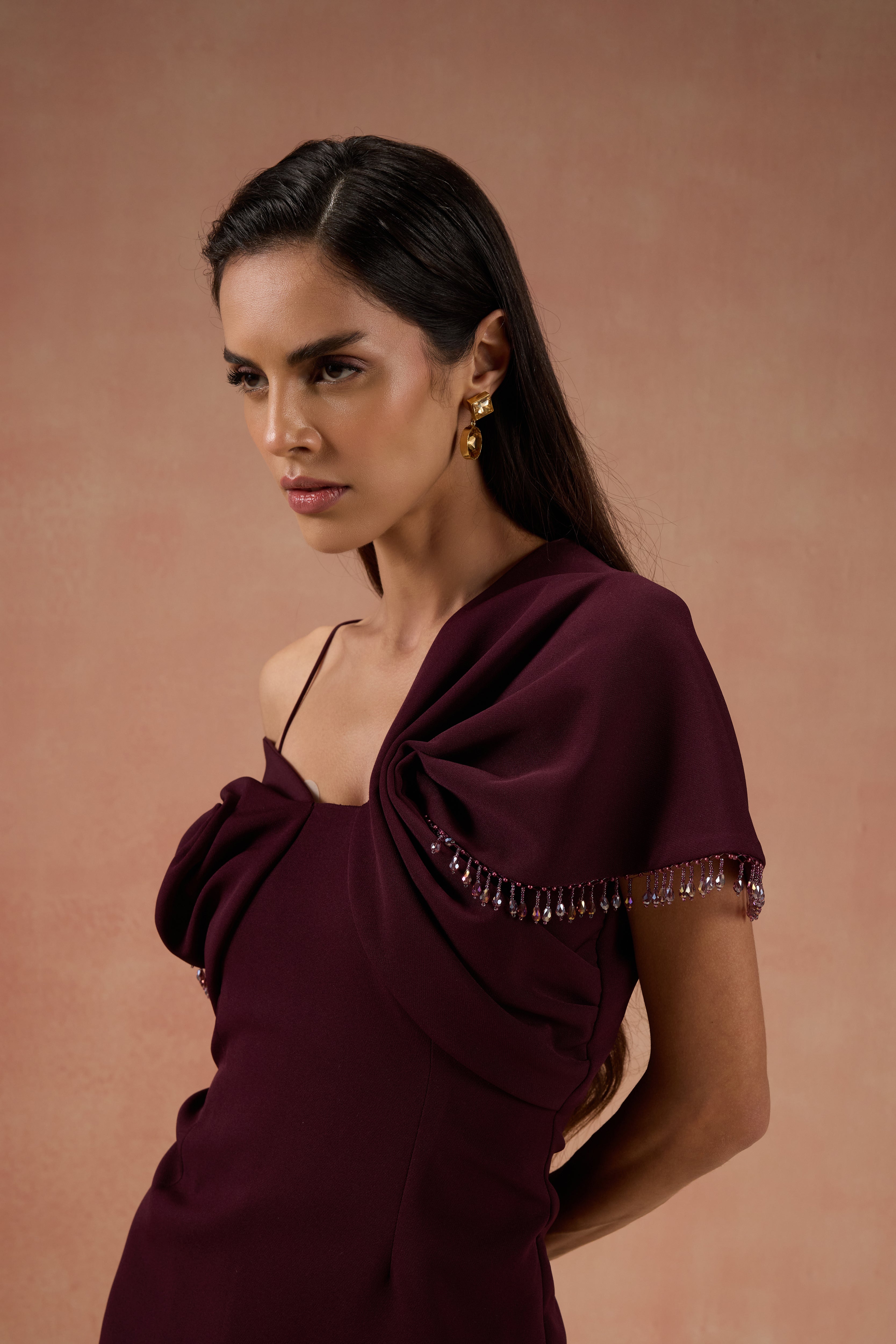 WINE CRYSTAL EMBELLISHED CO-ORD SET