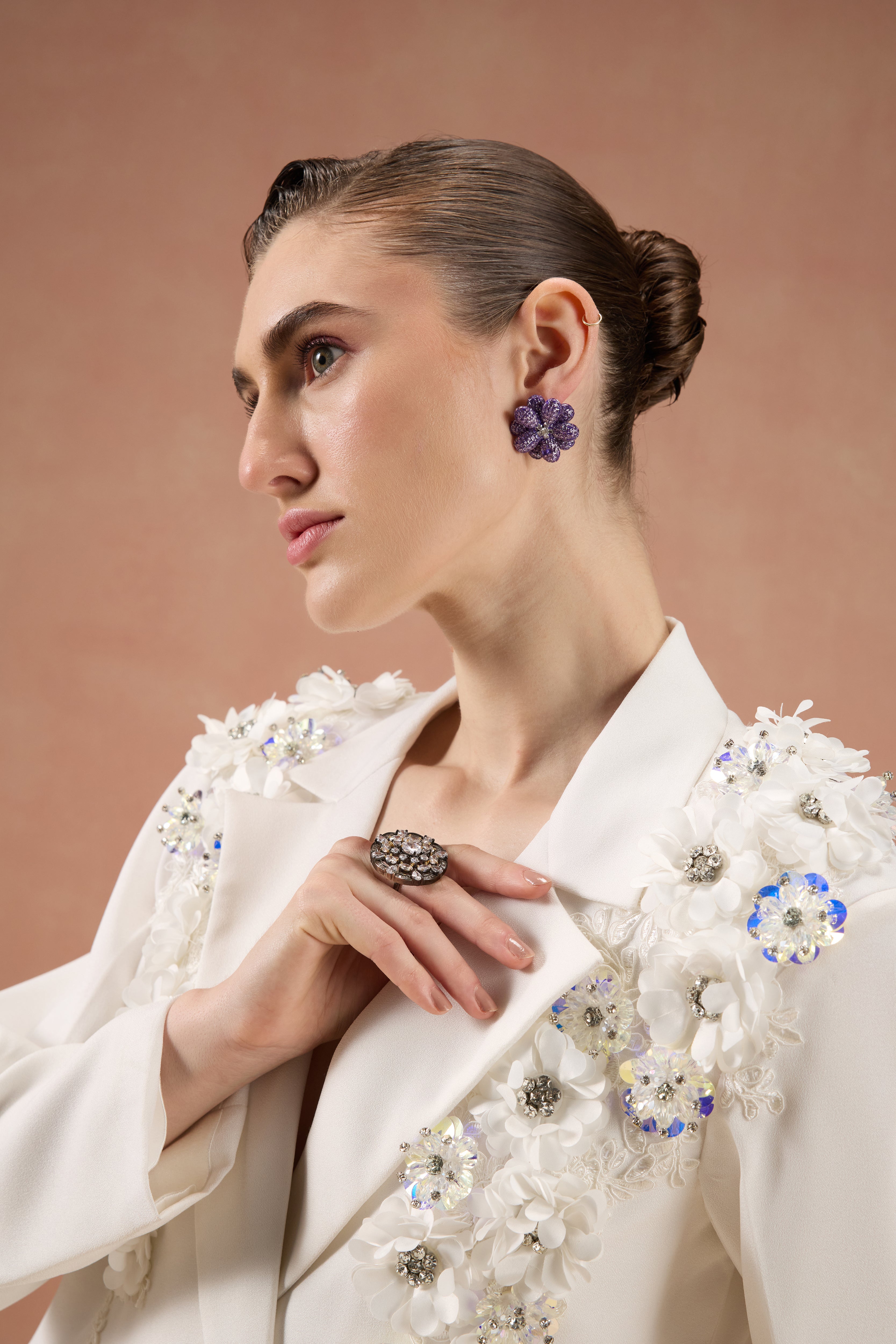 IVORY EMBELLISHED BLAZER SET