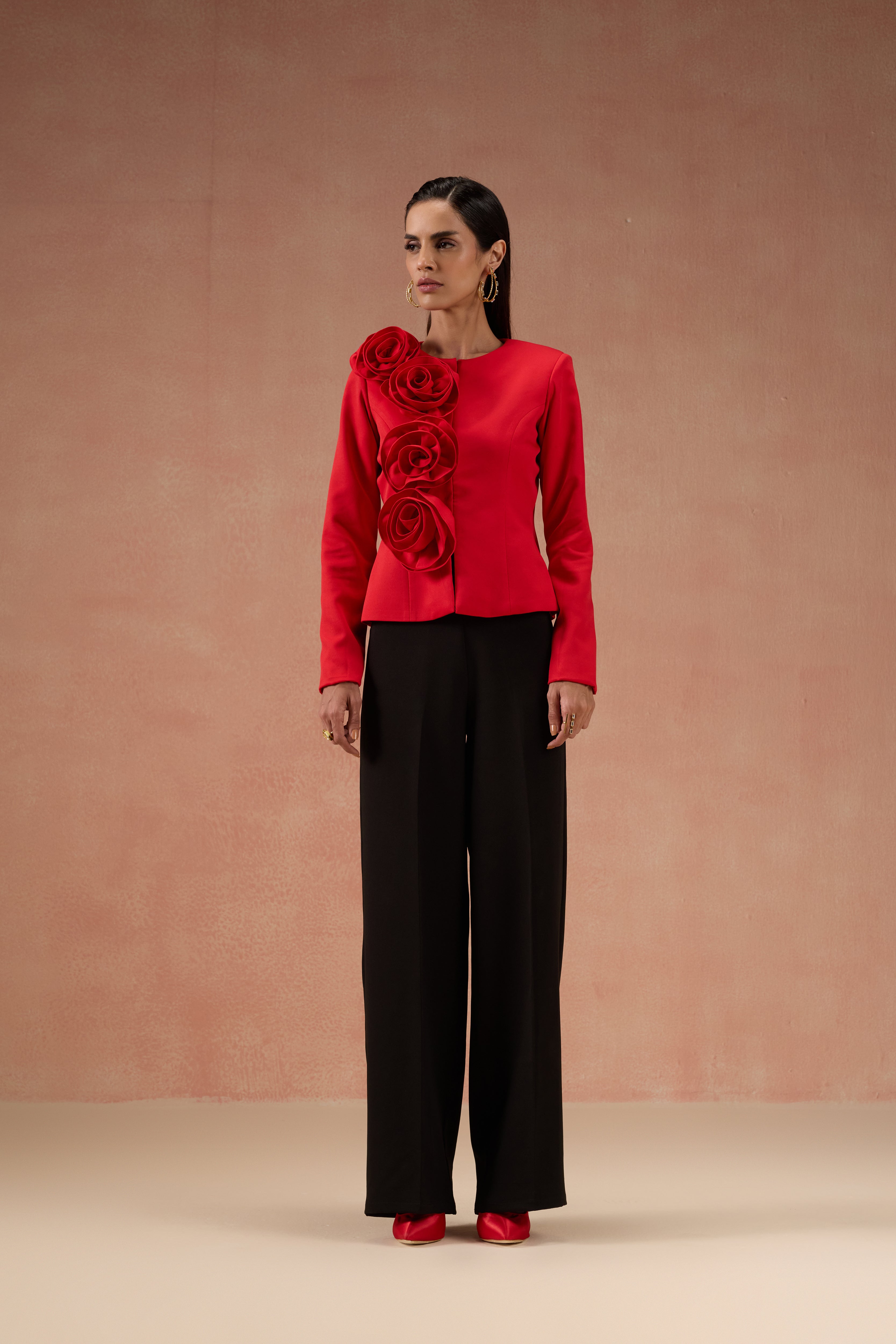 RED AND BLACK FLOWER CO-ORD SET