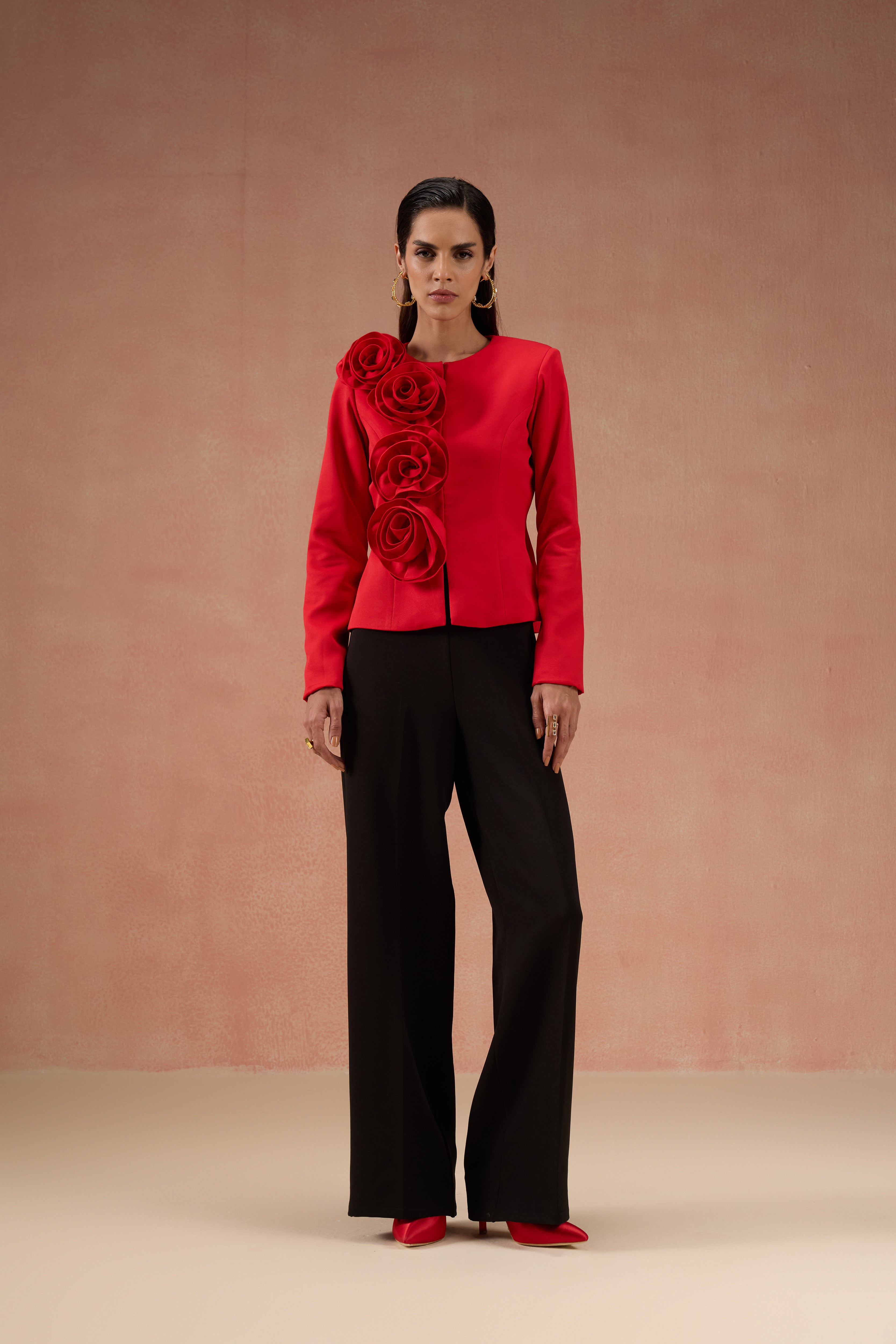 RED AND BLACK FLOWER CO-ORD SET