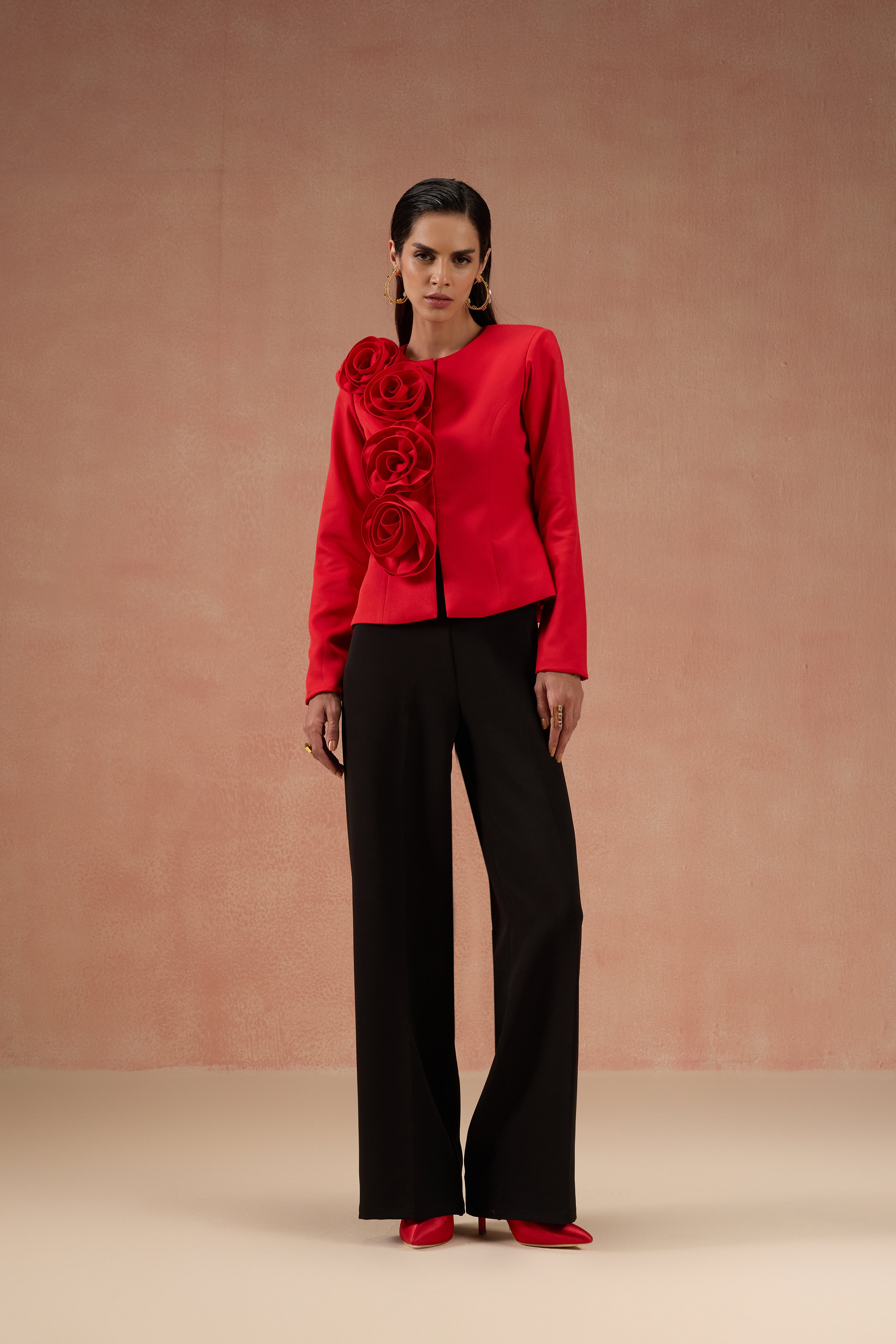 RED AND BLACK FLOWER CO-ORD SET