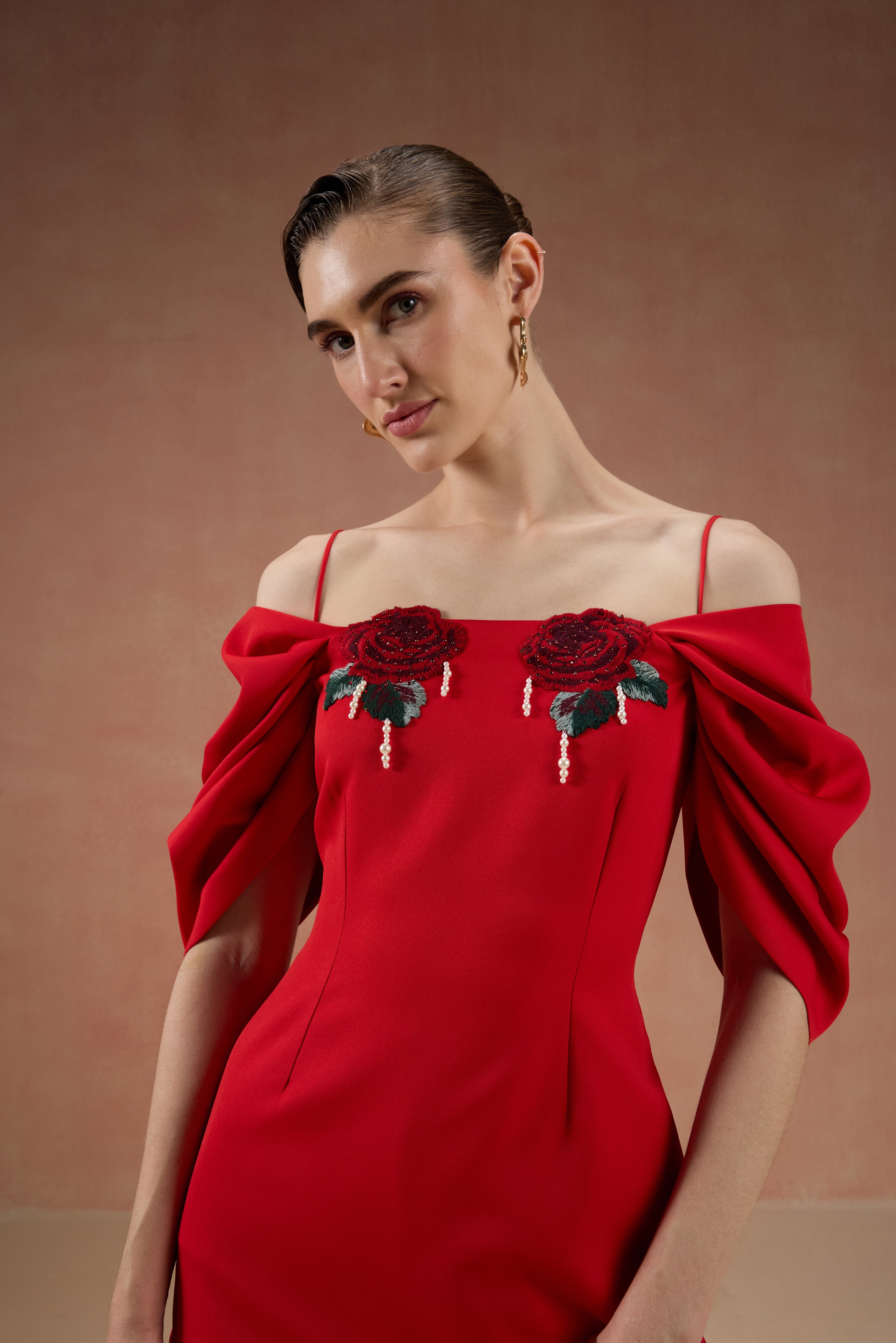 RED PEARL EMBELLISHED CO-ORD SET