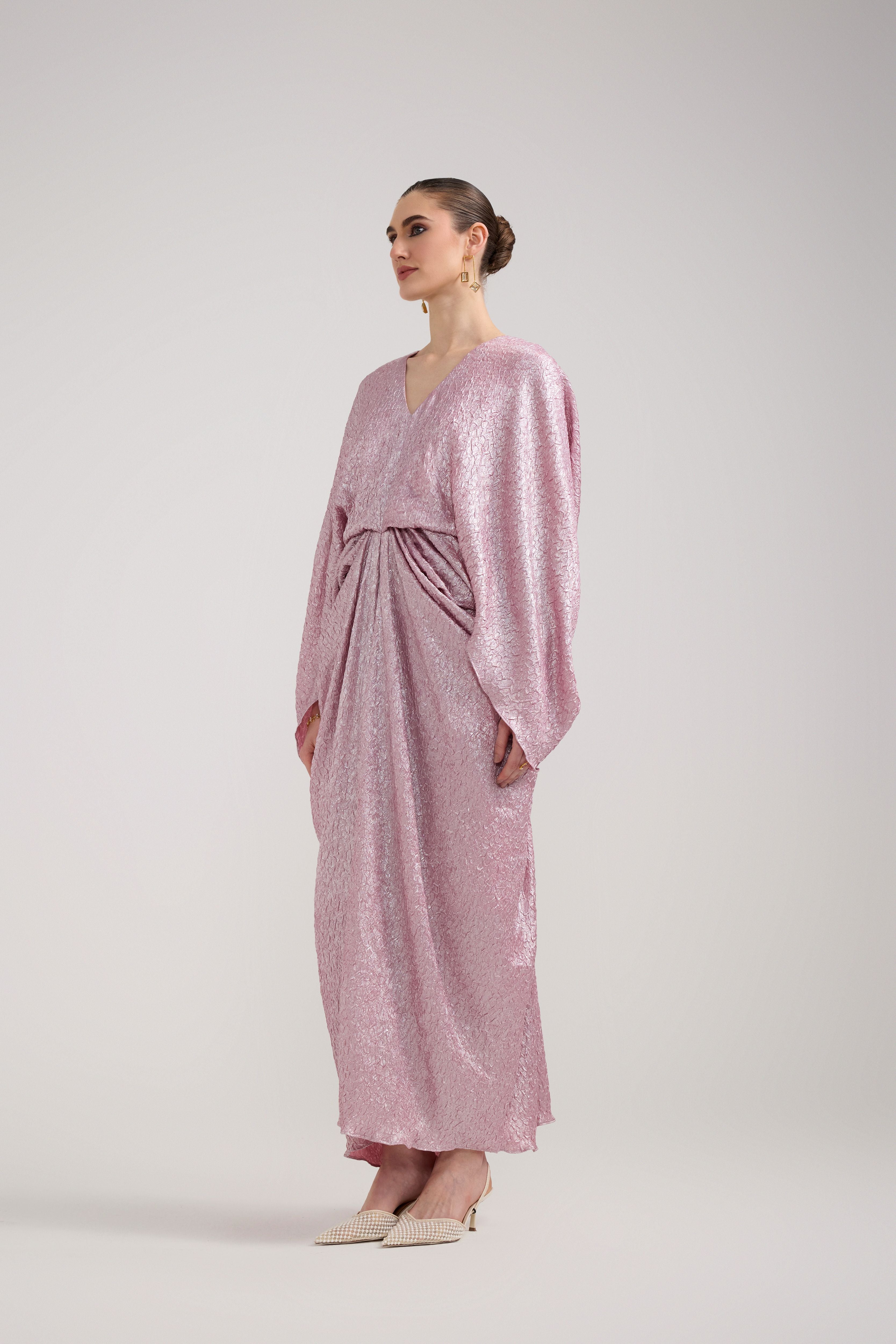 PINK SHIMMER DRAPED KAFTAN