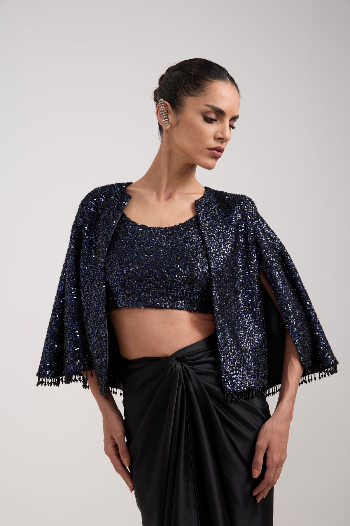 INK SEQUIN KNOTTED SKIRT SET
