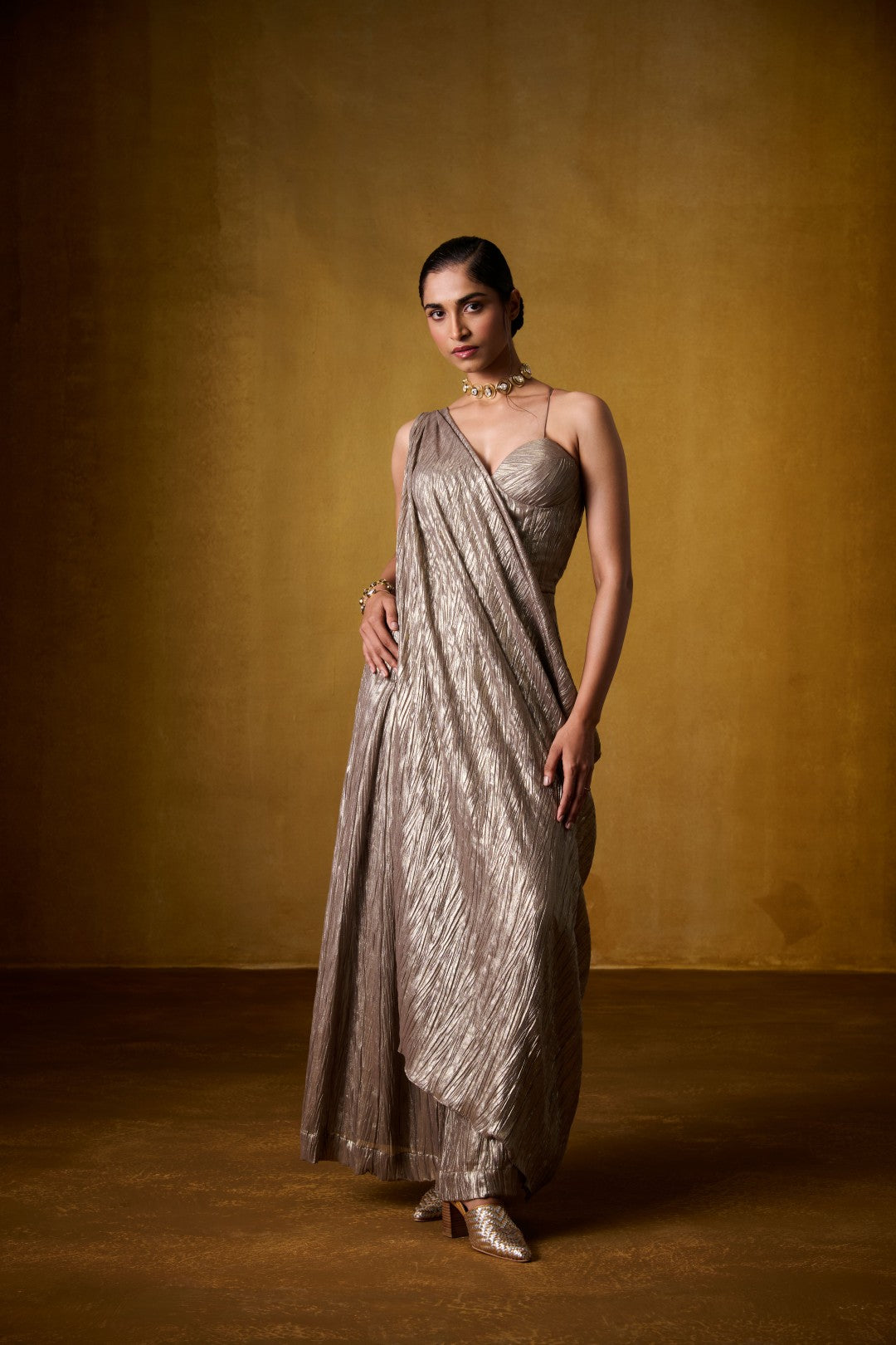 GOLDEN DRAPED JUMPSUIT