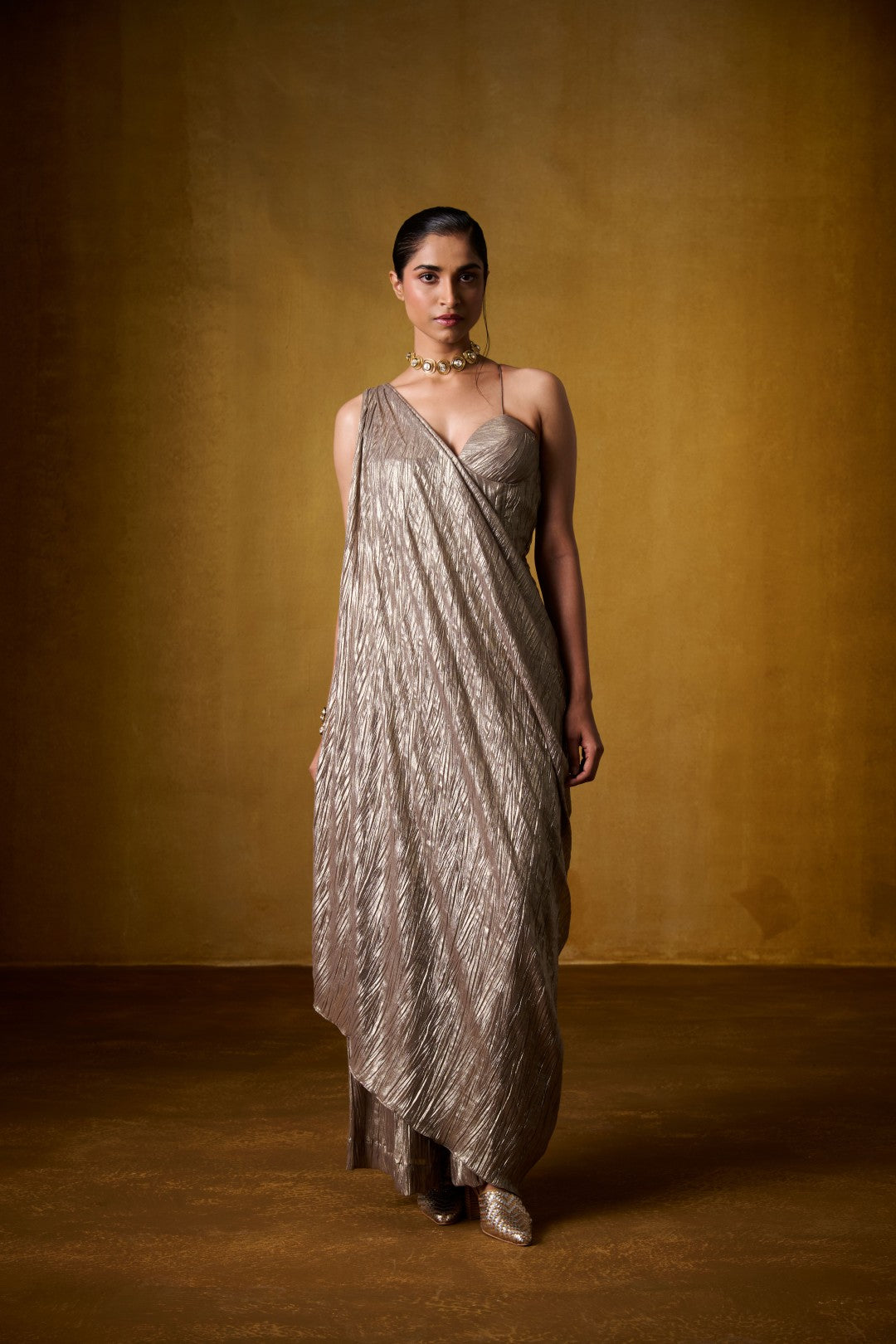 GOLDEN DRAPED JUMPSUIT