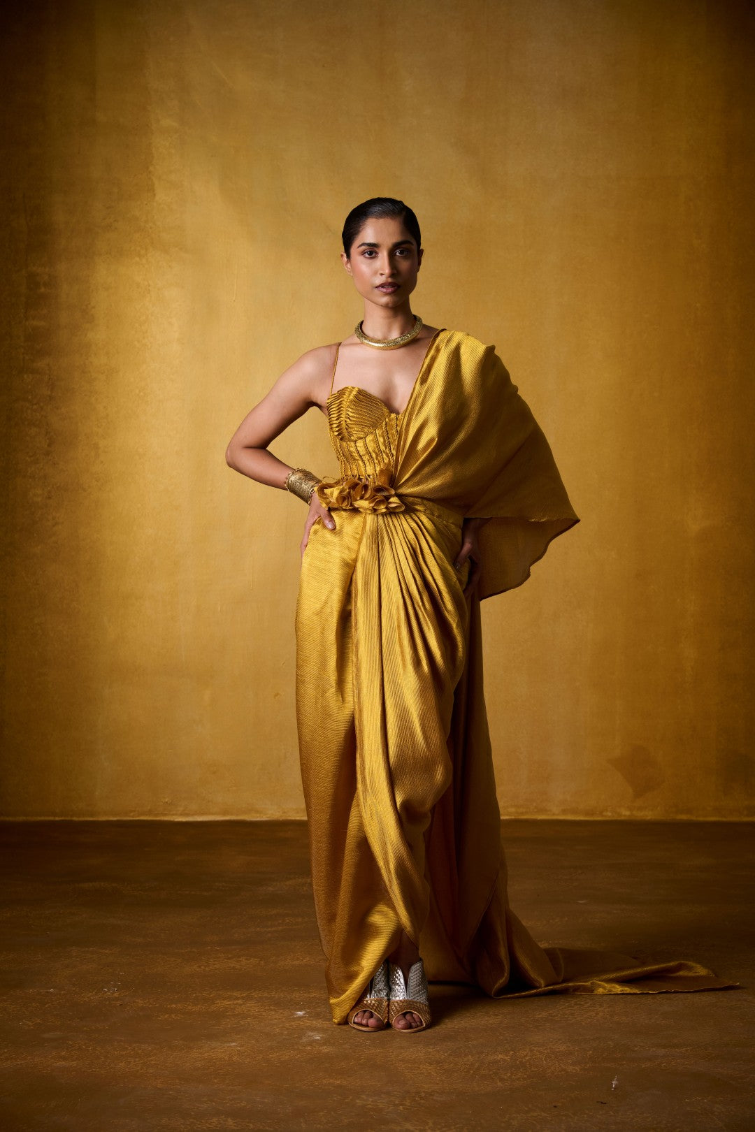 OCHRE SAREE SET