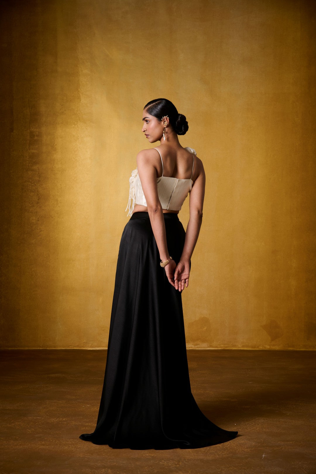 IVORY EMBELLISHED TOP WITH DRAPED SKIRT