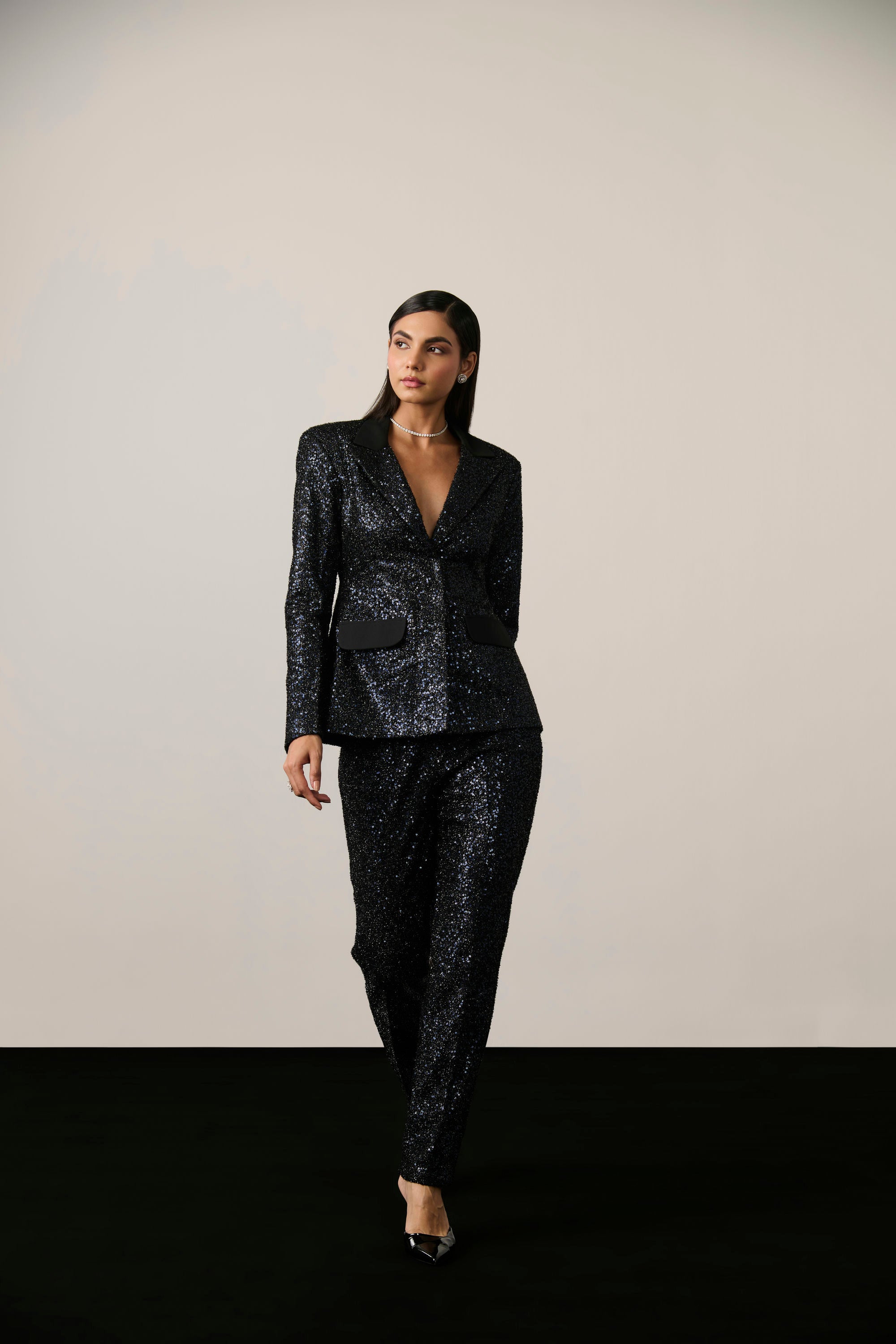 INK SEQUIN BLAZER SET