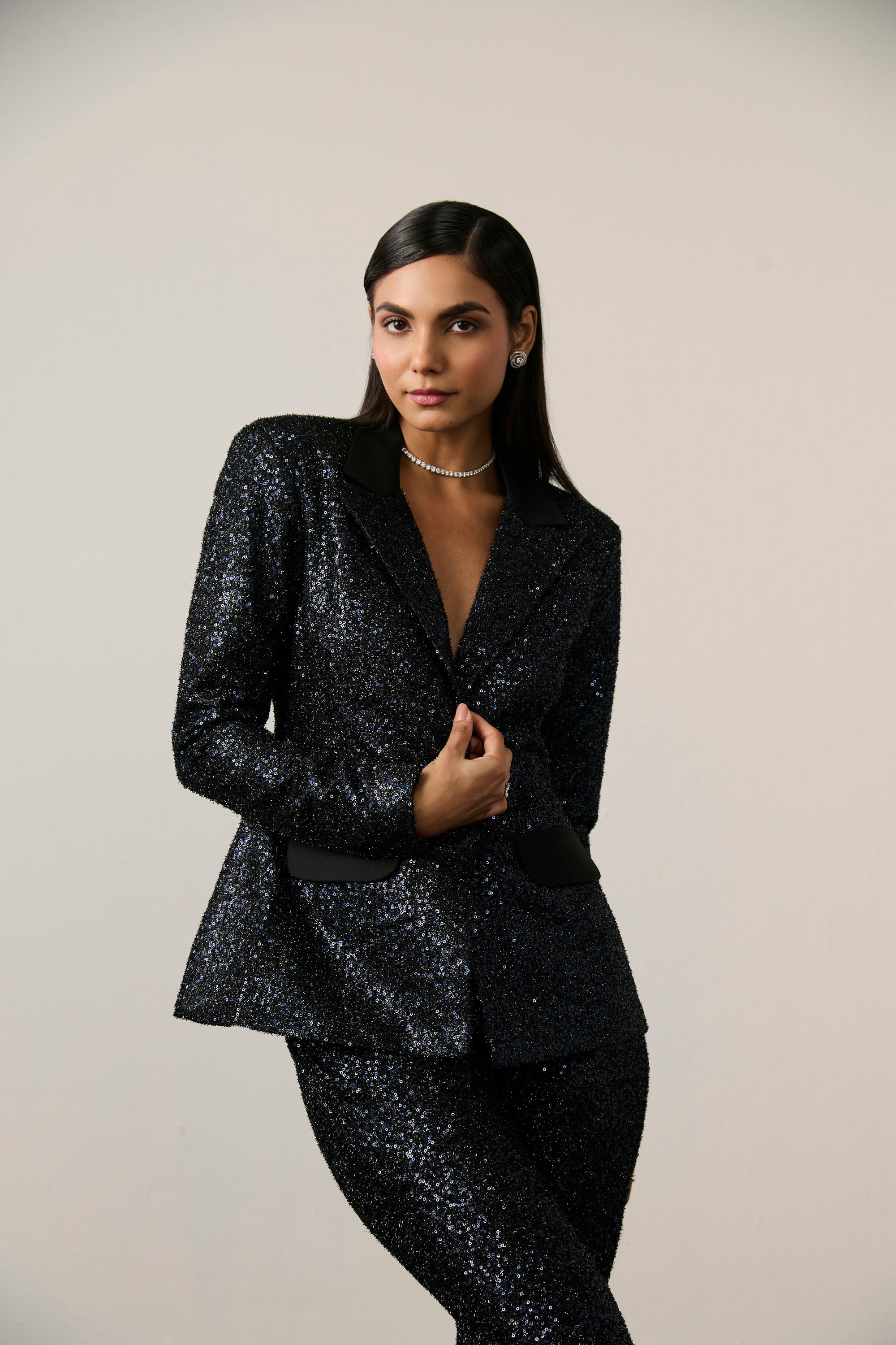 INK SEQUIN BLAZER SET