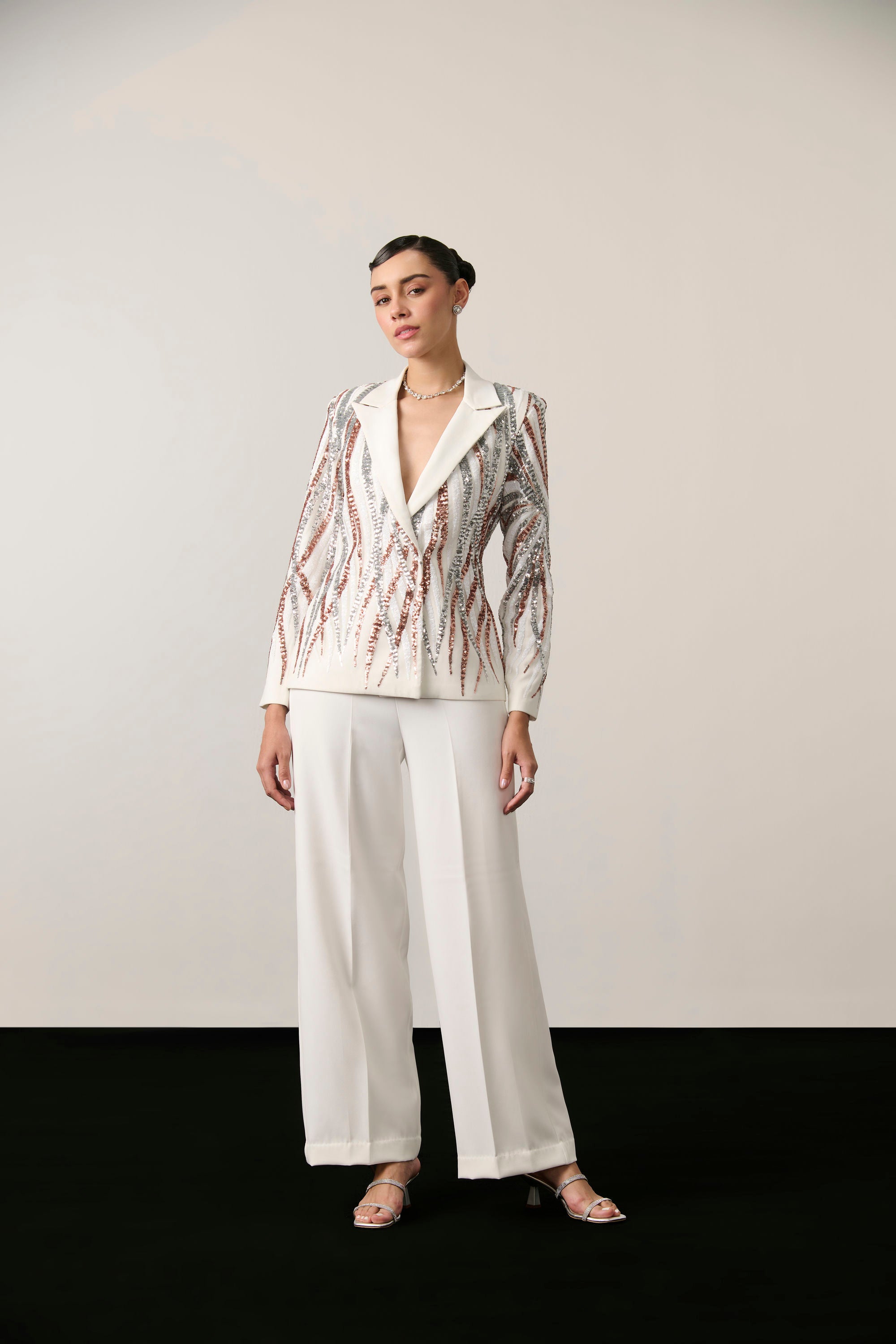 IVORY SEQUIN BLAZER SET