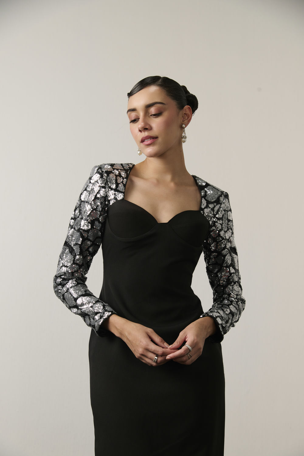 BLACK AND SILVER SEQUIN MIDI