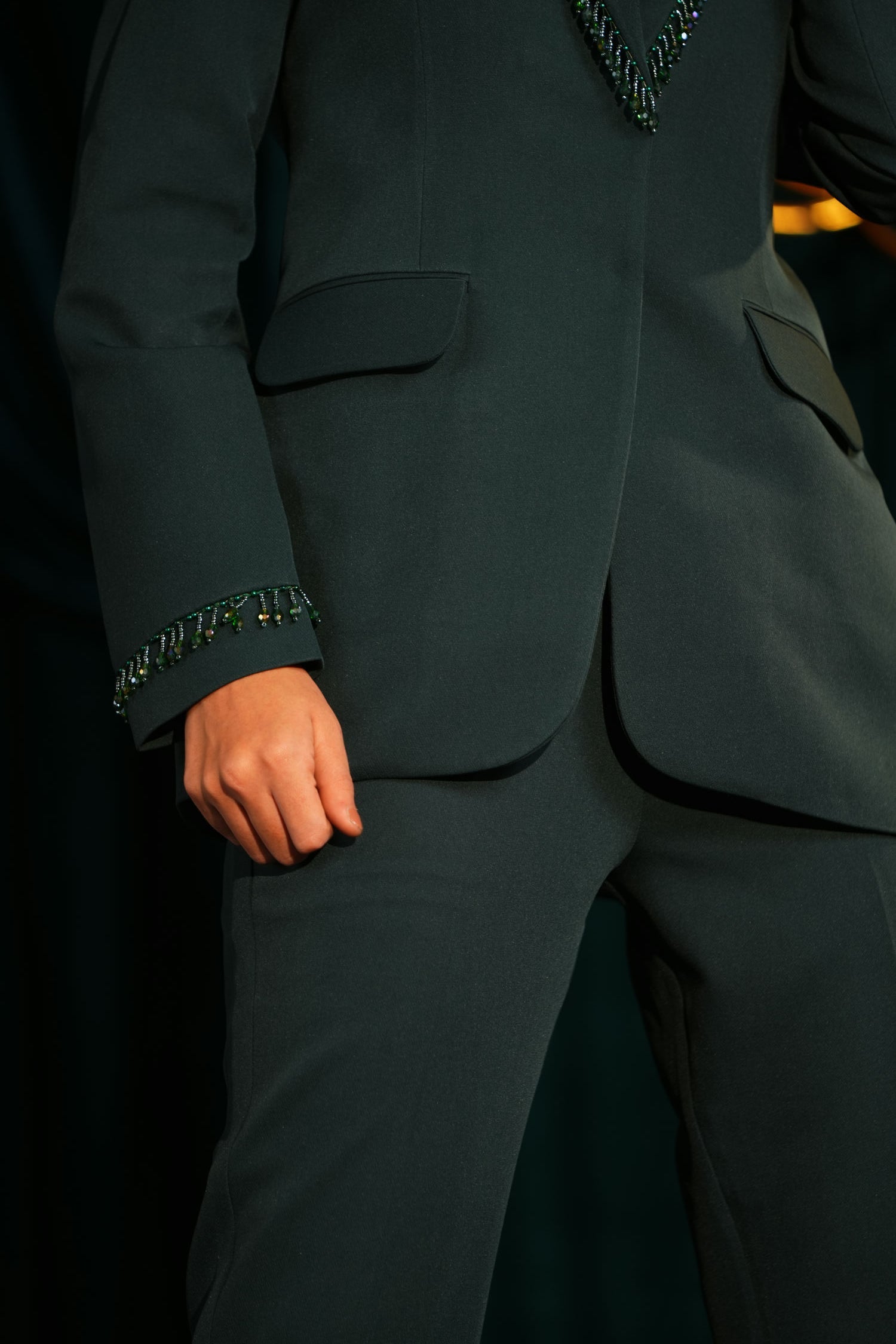 EMERALD BEADED PANT SUIT - LabelIris