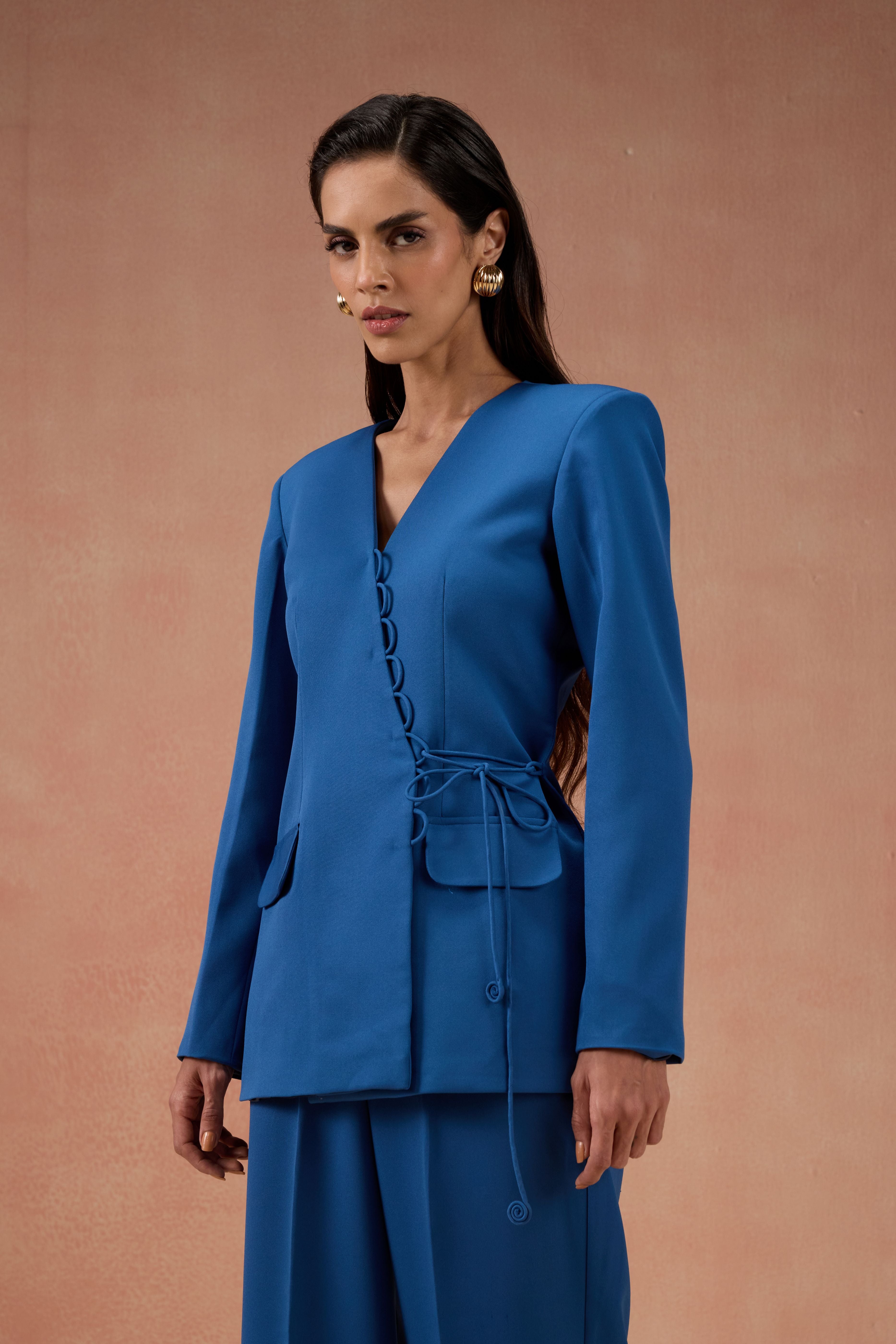 COBALT BLUE CORD BLAZER SET