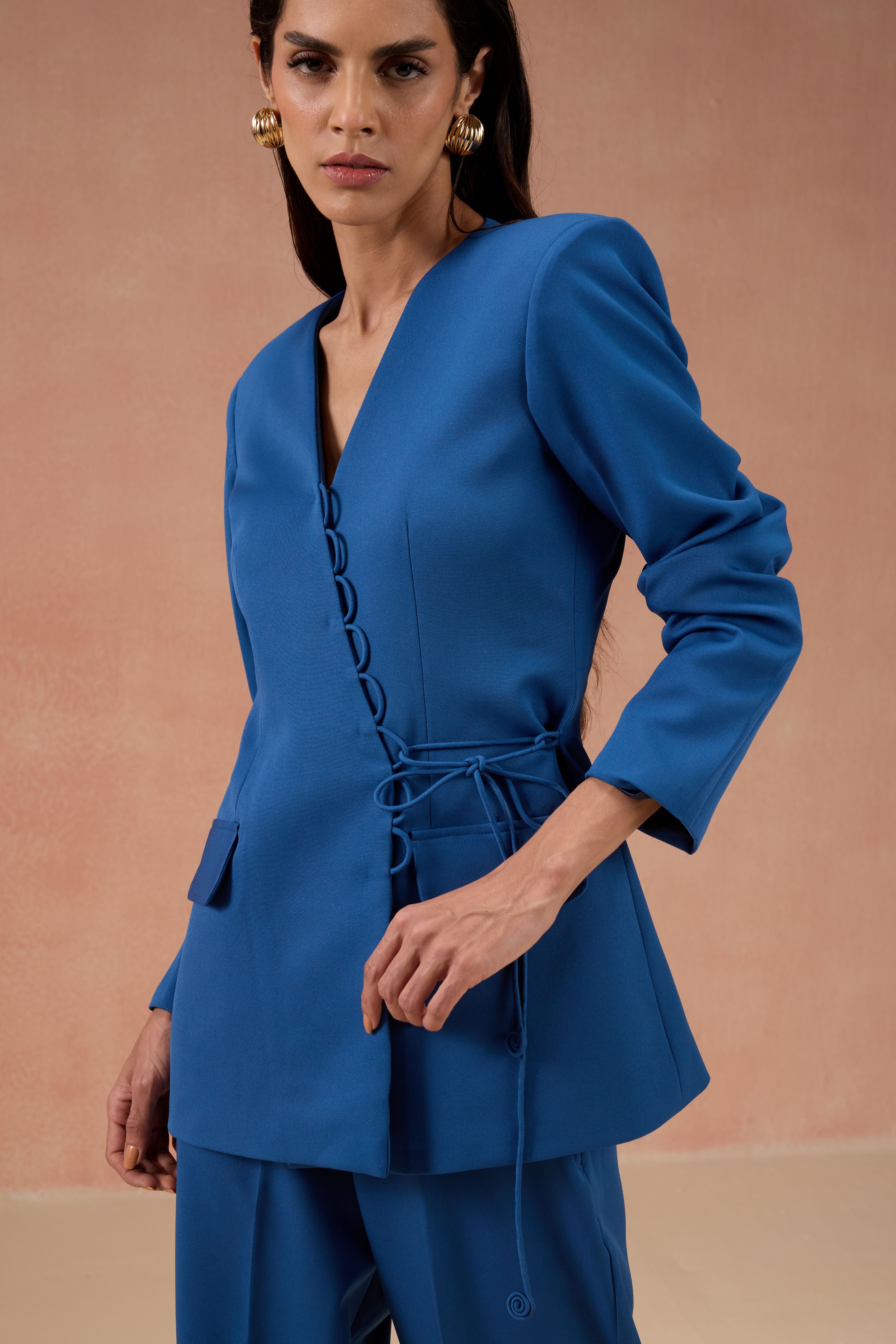 COBALT BLUE CORD BLAZER SET