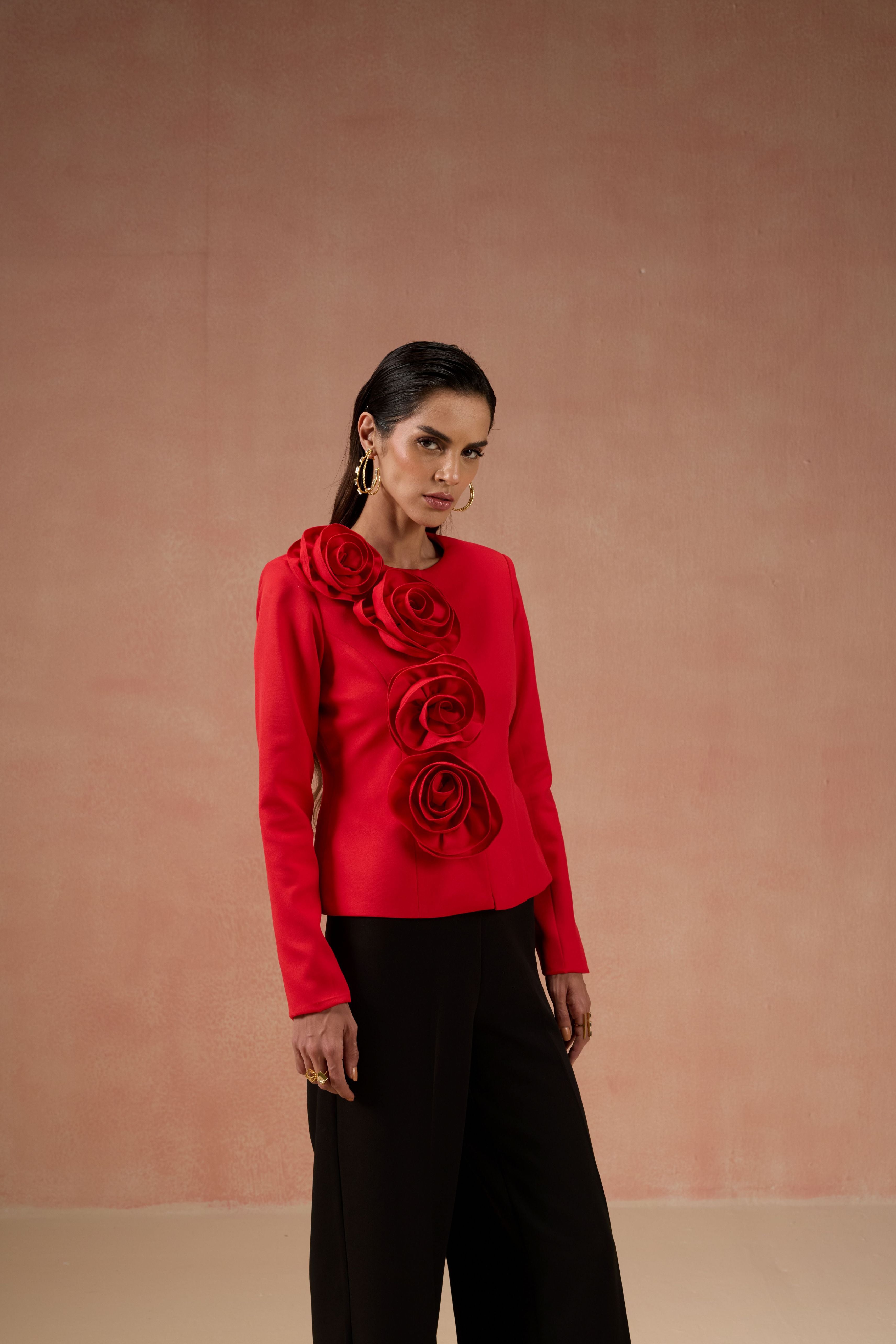 RED AND BLACK FLOWER CO-ORD SET