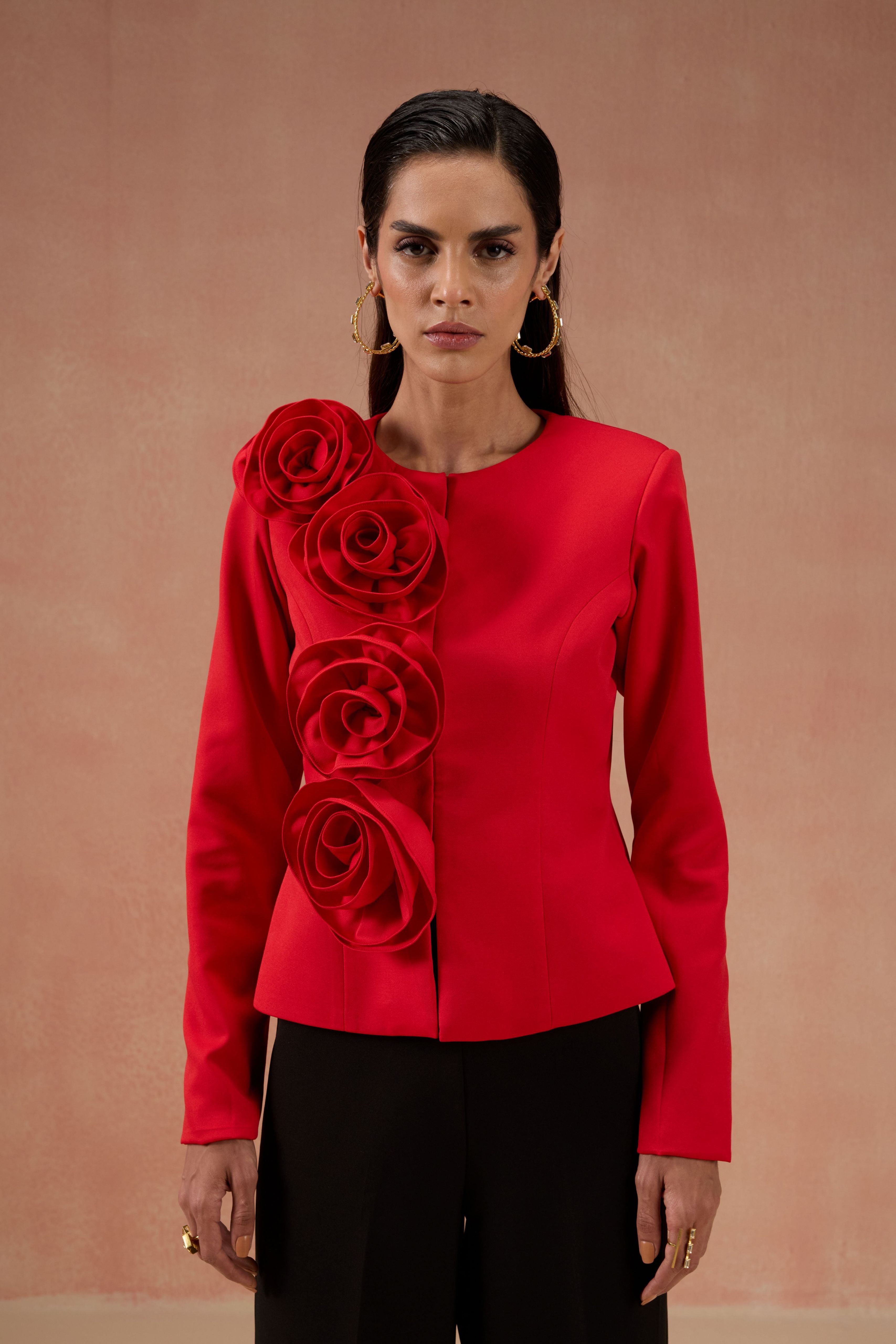 RED AND BLACK FLOWER CO-ORD SET