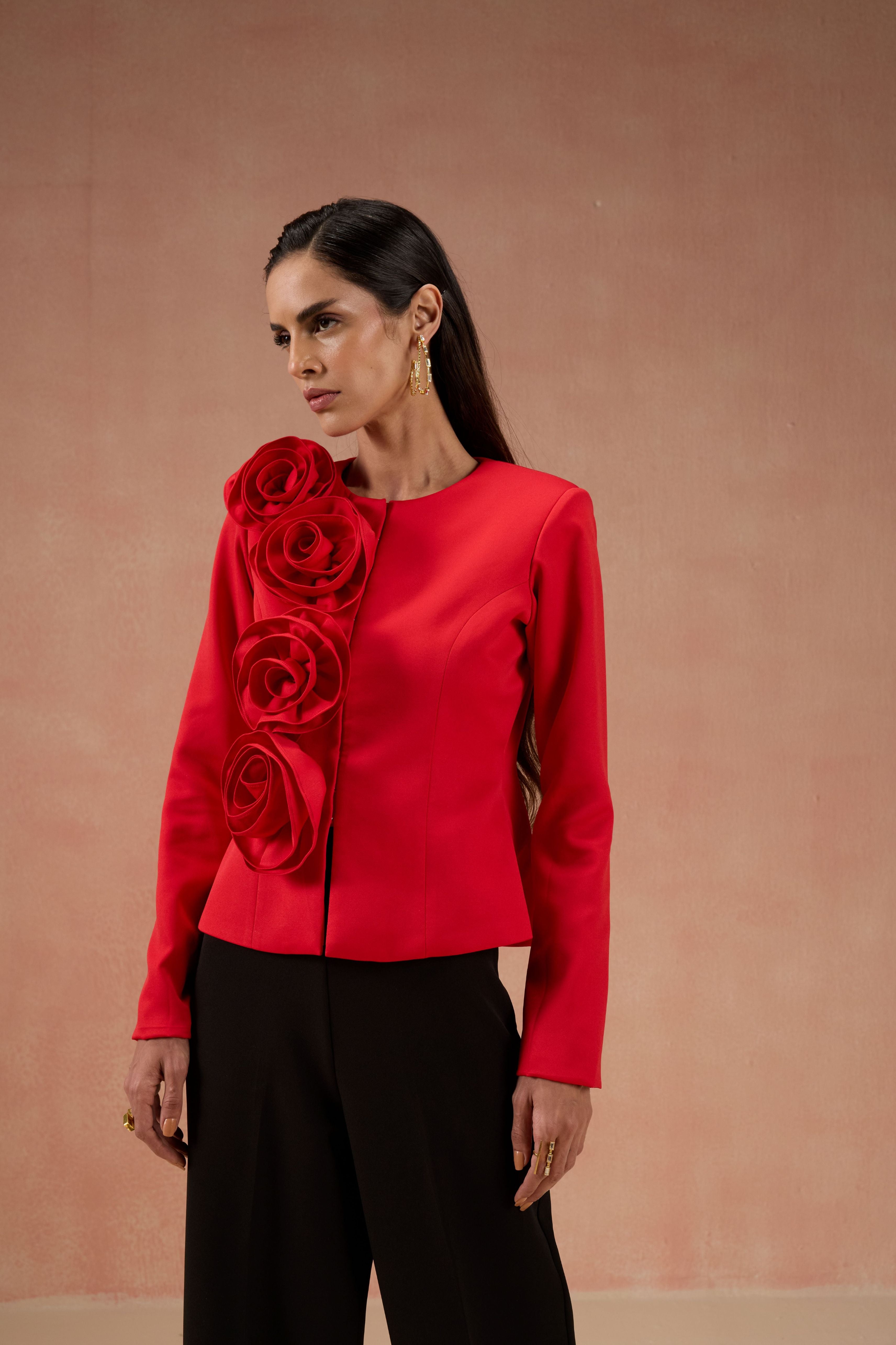 RED AND BLACK FLOWER CO-ORD SET