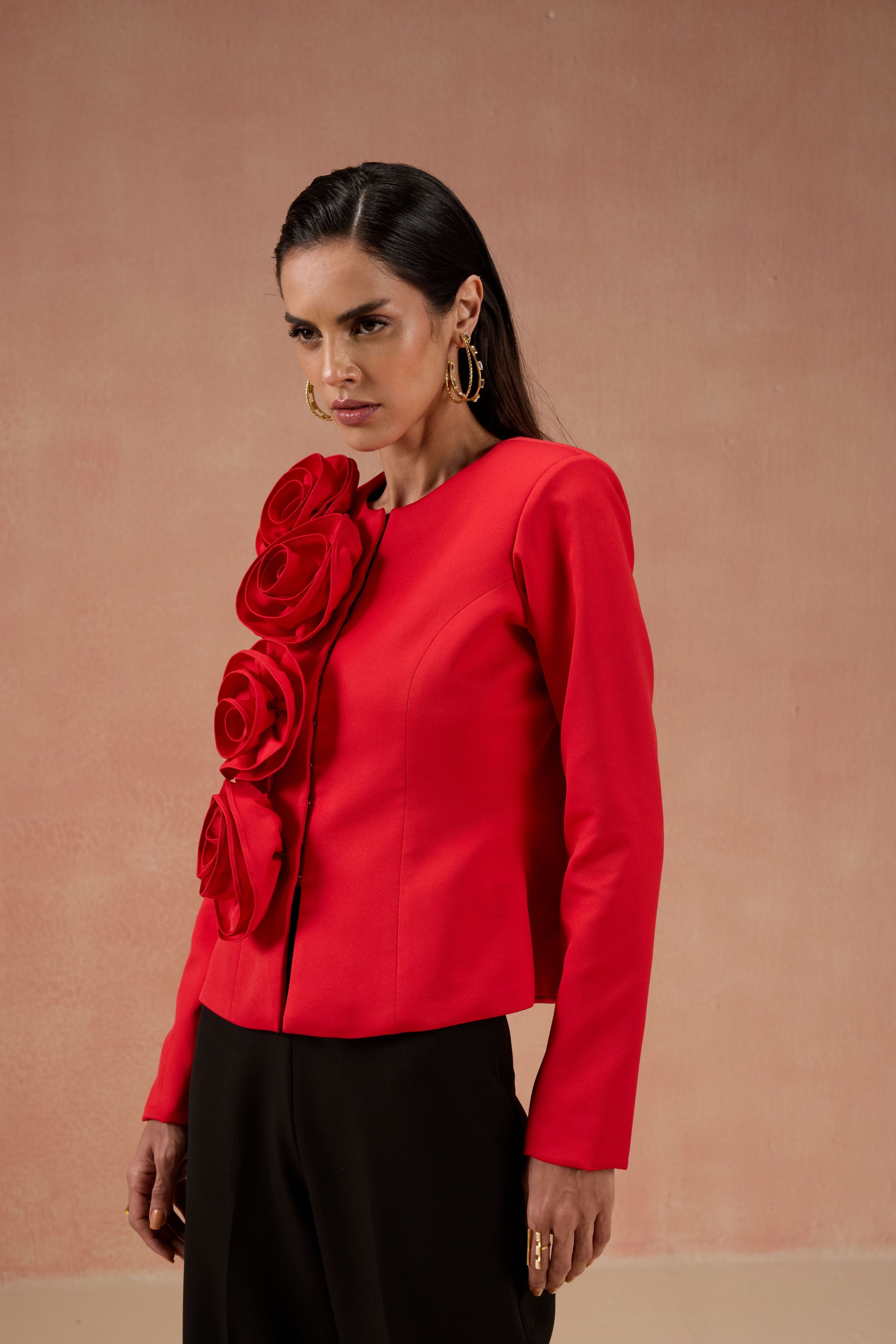 RED AND BLACK FLOWER CO-ORD SET