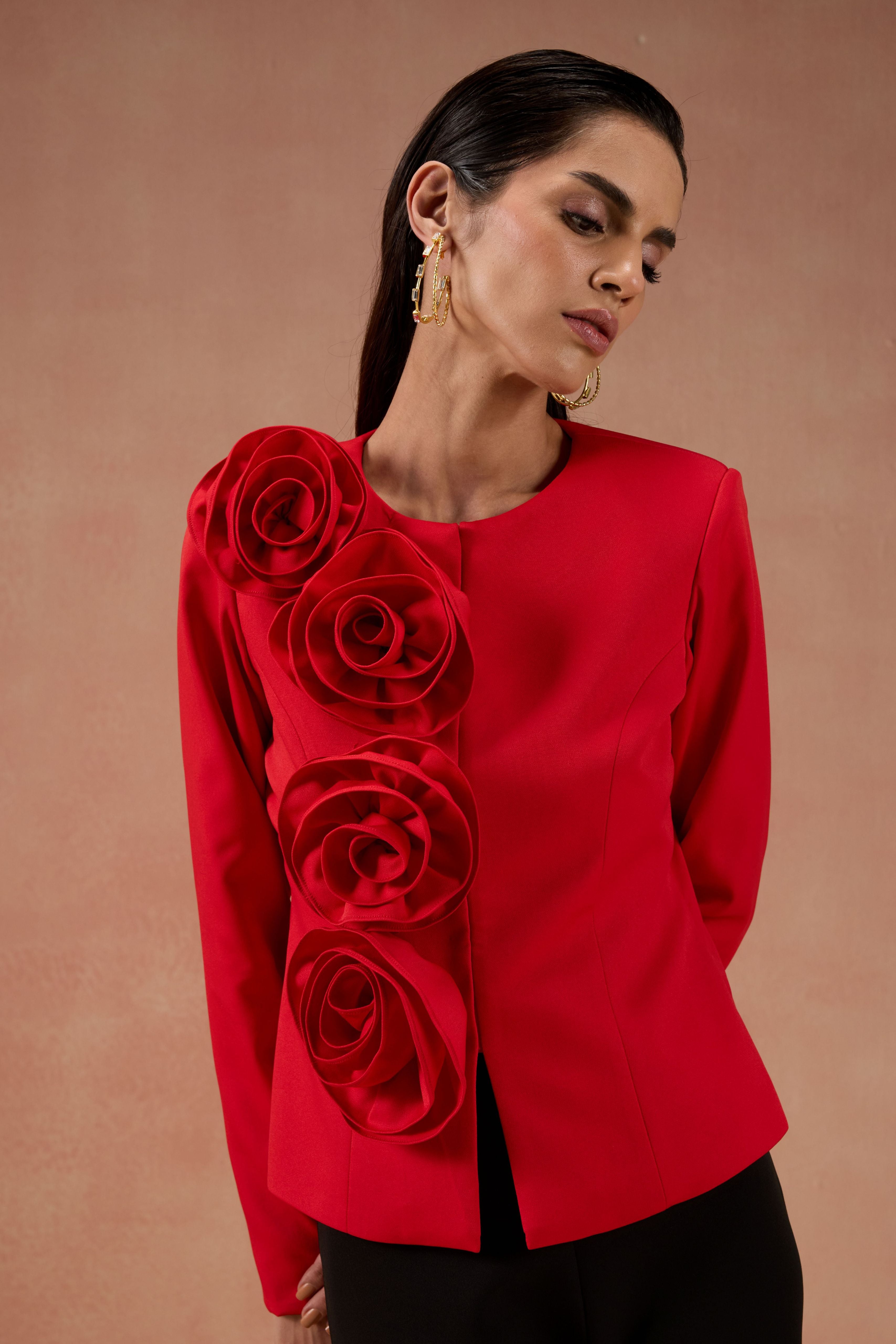 RED AND BLACK FLOWER CO-ORD SET