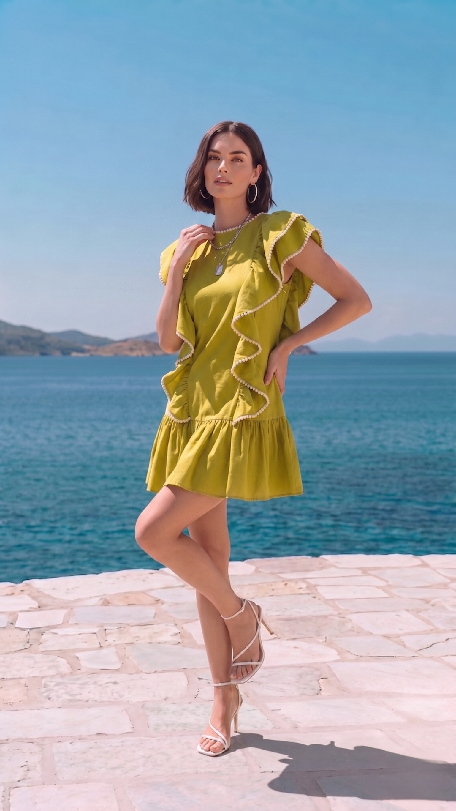 LIME RUFFLE DRESS