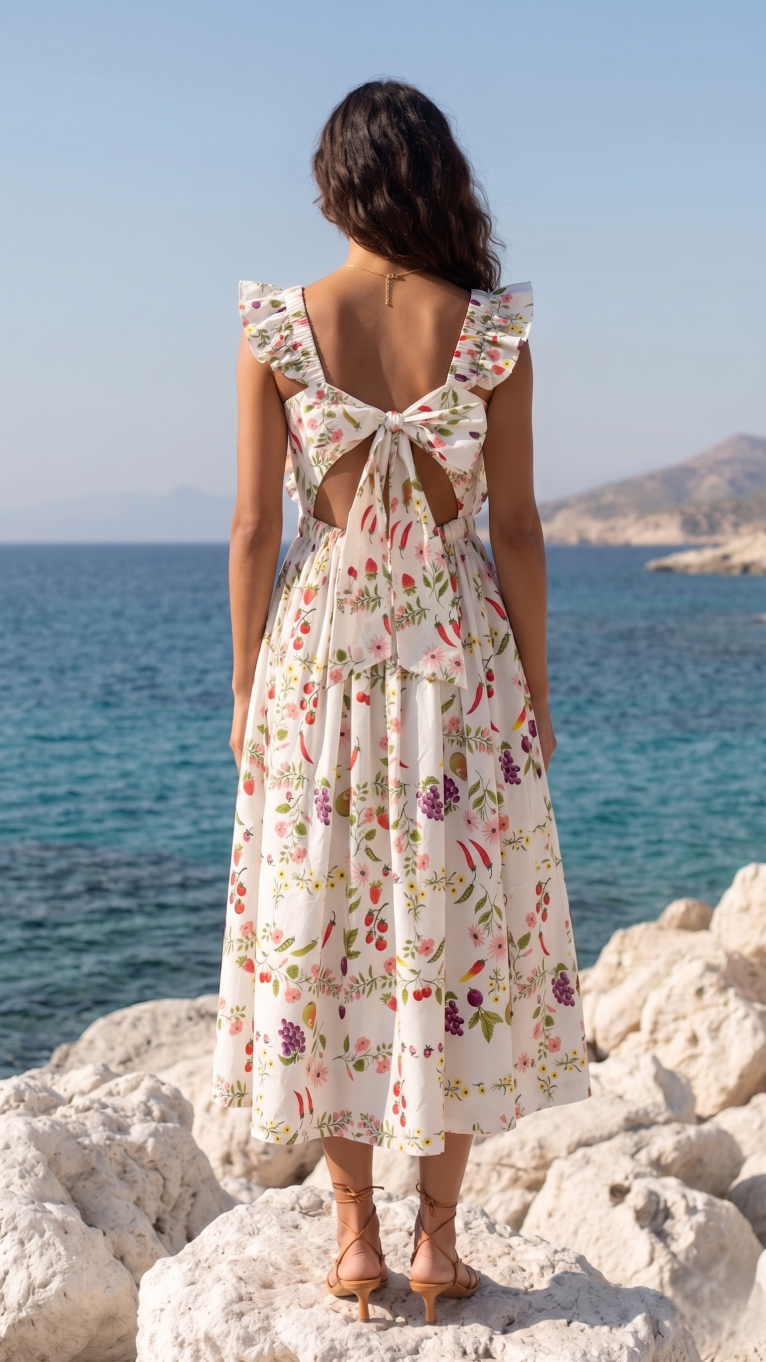 ORCHARD RUFFLE MIDI DRESS