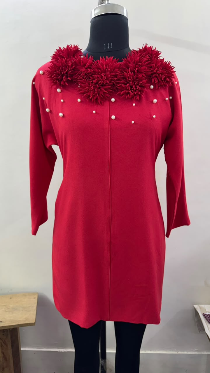 RED KIMONO SLEEVE DRESS - SALE