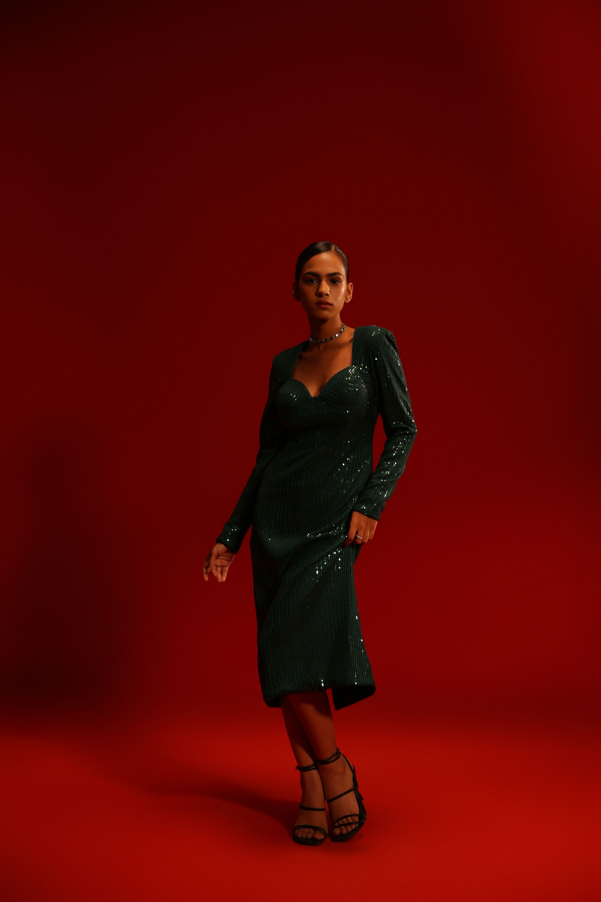 EMERLAD SEQUIN CORSET DRESS