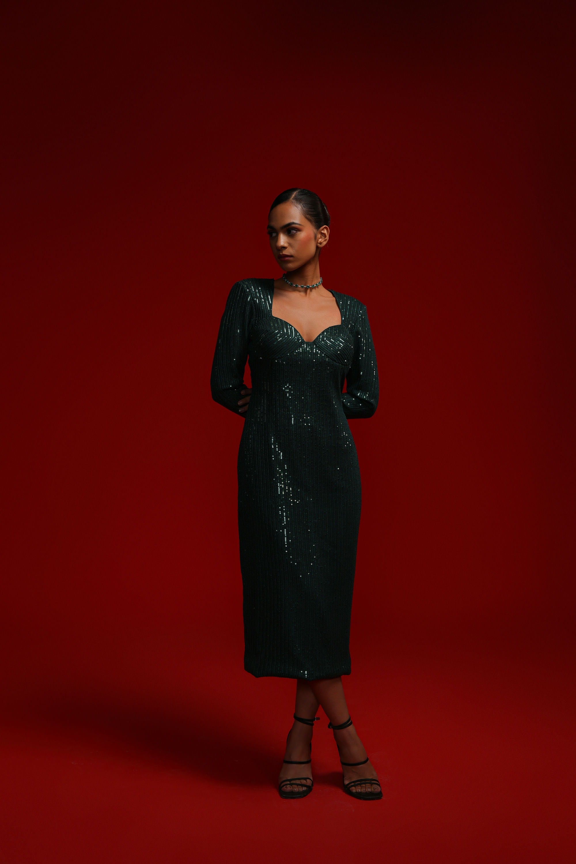 EMERLAD SEQUIN CORSET DRESS