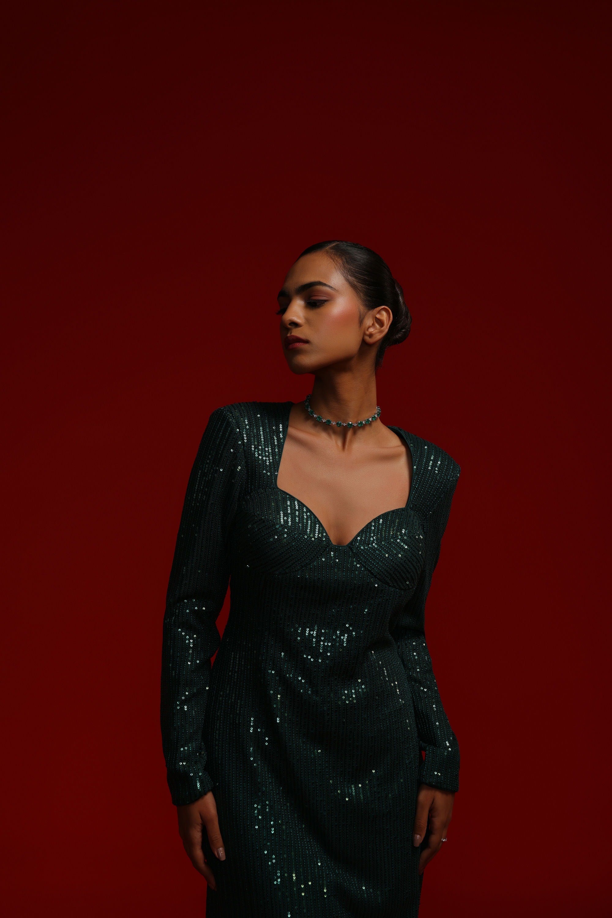 EMERLAD SEQUIN CORSET DRESS