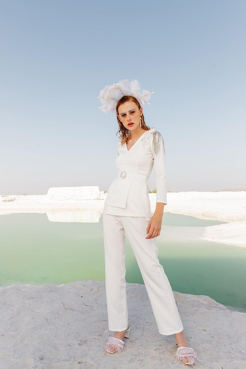 IVORY EMBELLISHES CO-ORD SET - LabelIris