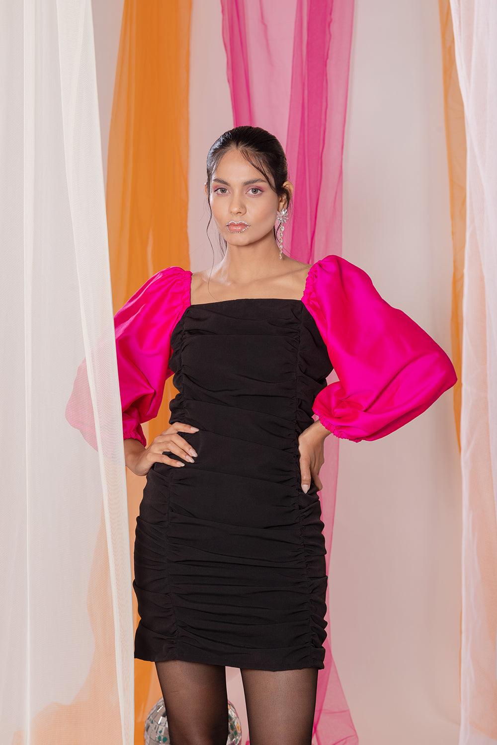 BLACK & FUSCHIA DRESS - LabelIris