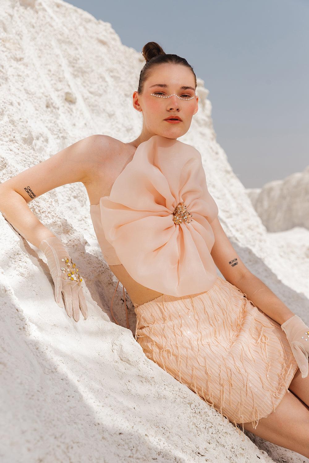 BLUSH FLORAL SEQUINS CO-ORD SET - LabelIris